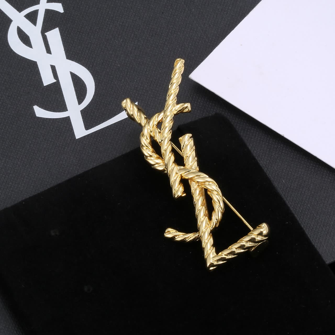 YSL YSL Logo Brooch