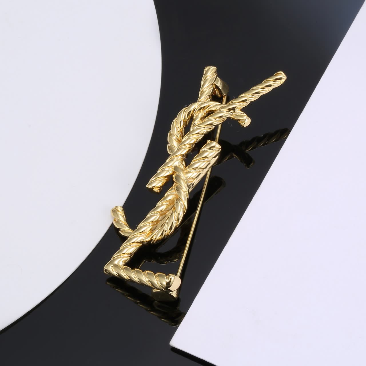 YSL YSL Logo Brooch