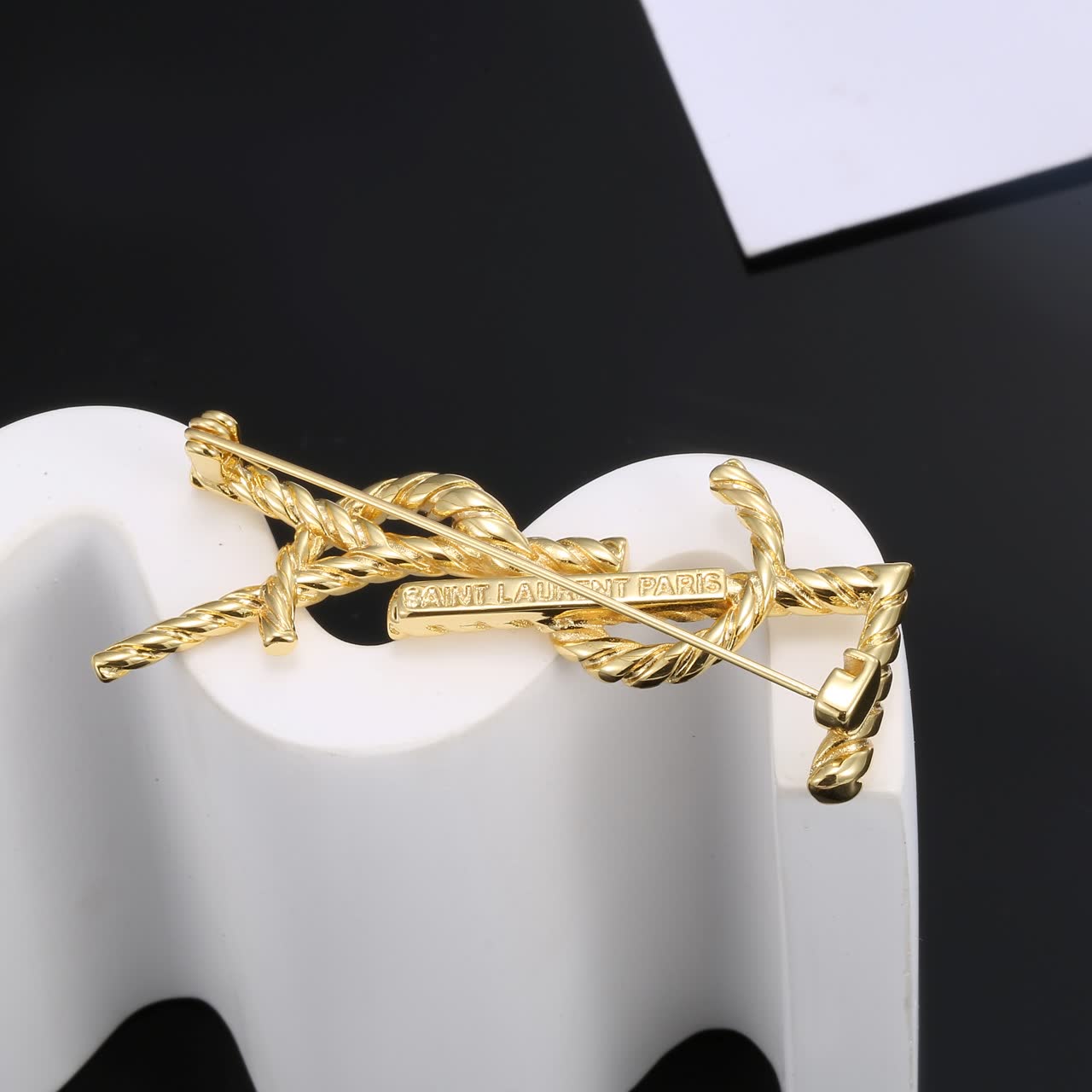 YSL YSL Logo Brooch