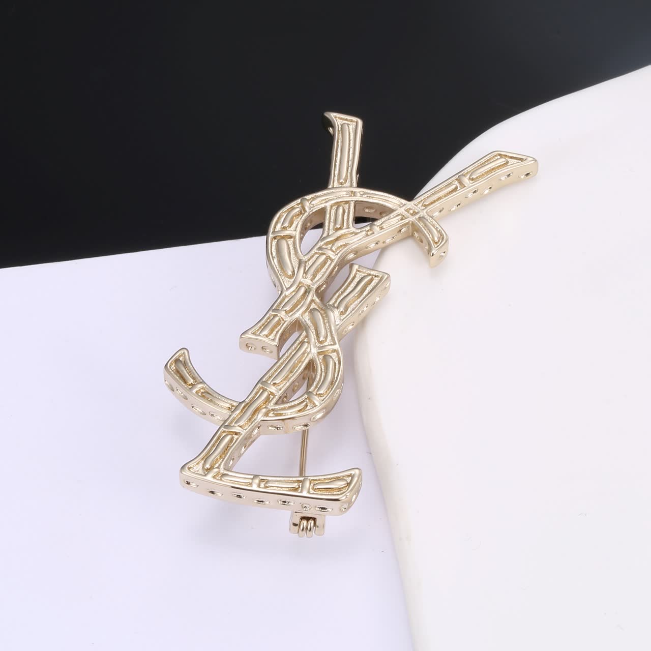 YSL Logo Brooch