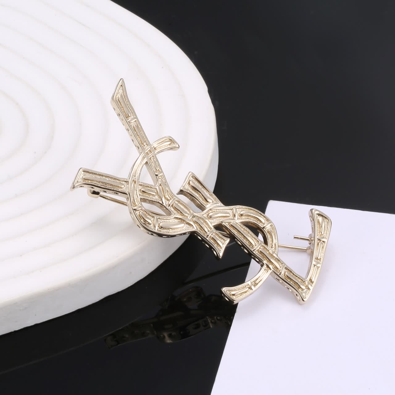 YSL Logo Brooch