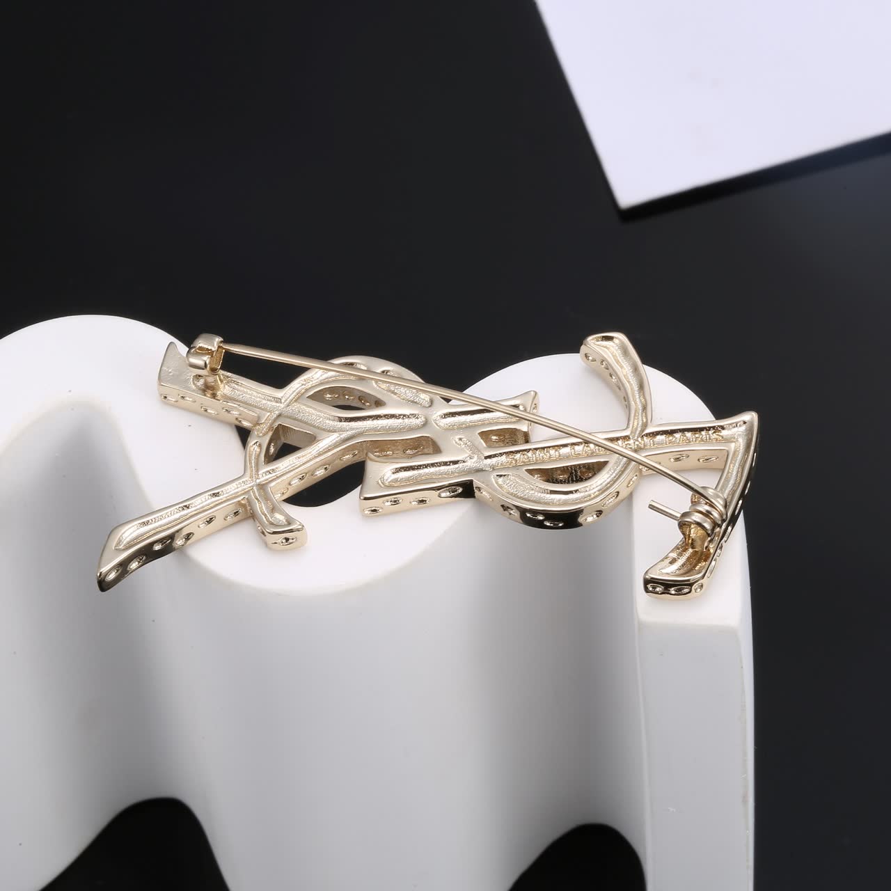 YSL Logo Brooch