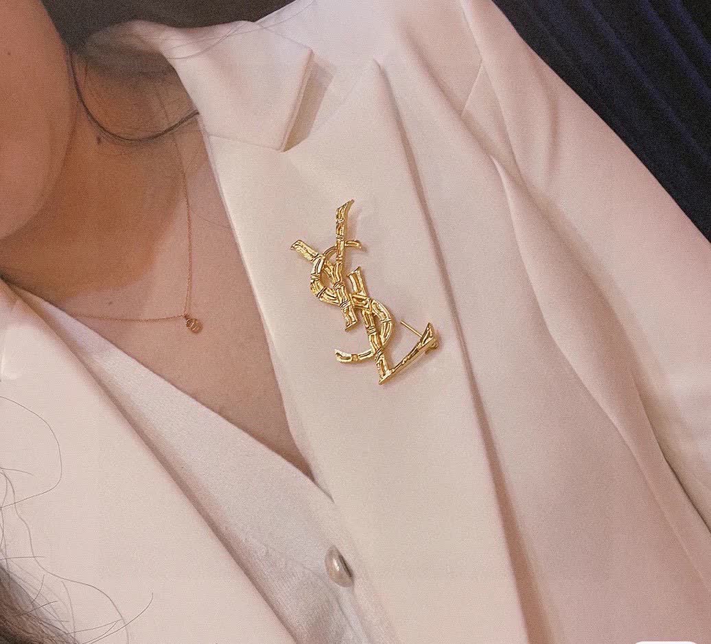 YSL Logo Brooch