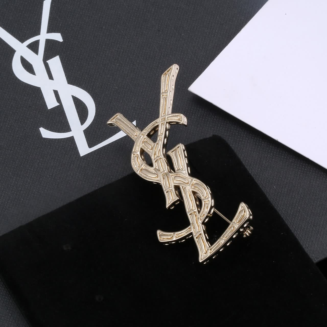 YSL Logo Brooch