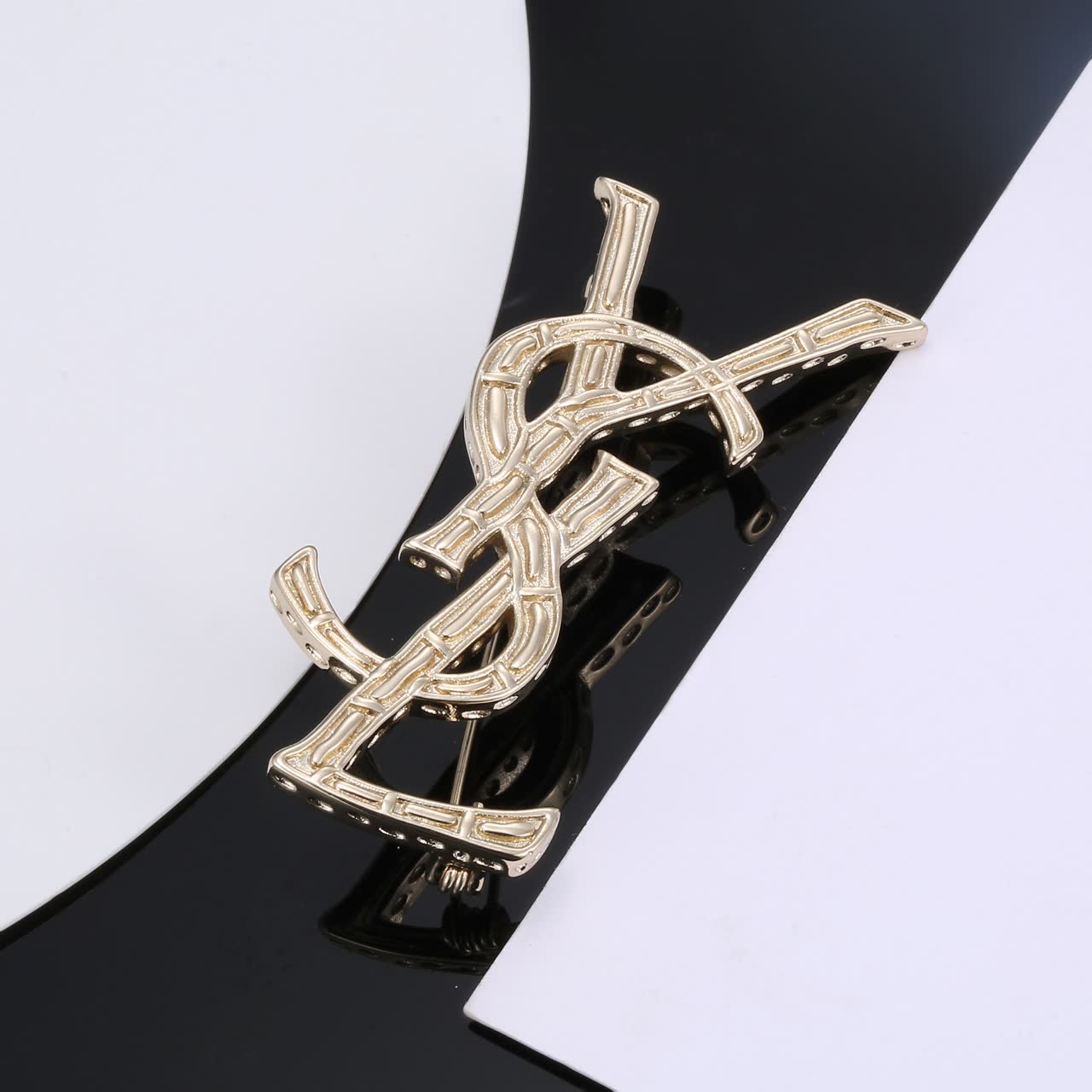 YSL Logo Brooch