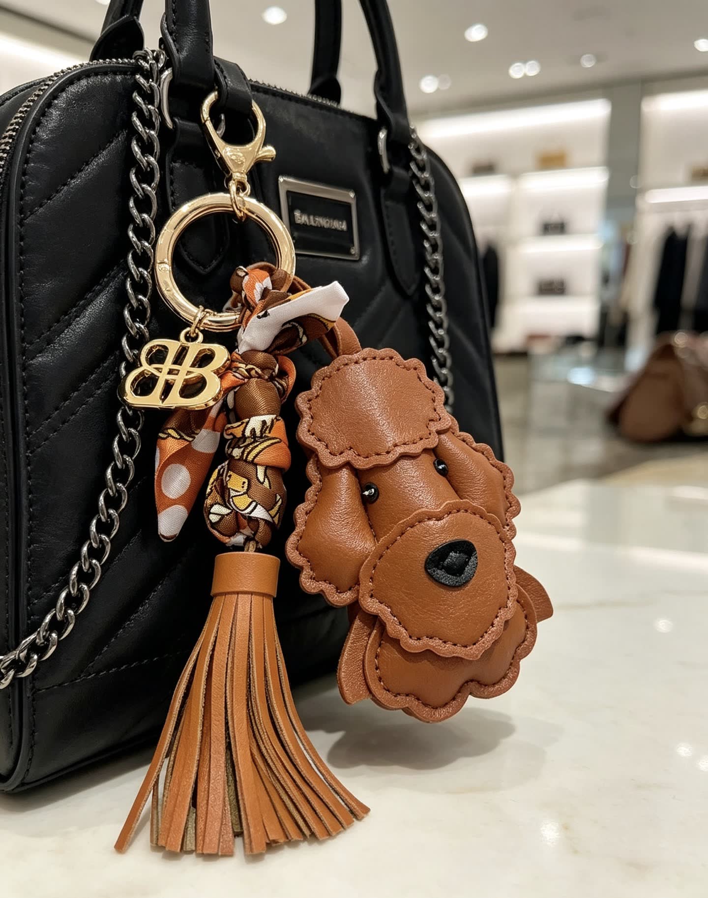 Balenciaga Leather Dog Keychain