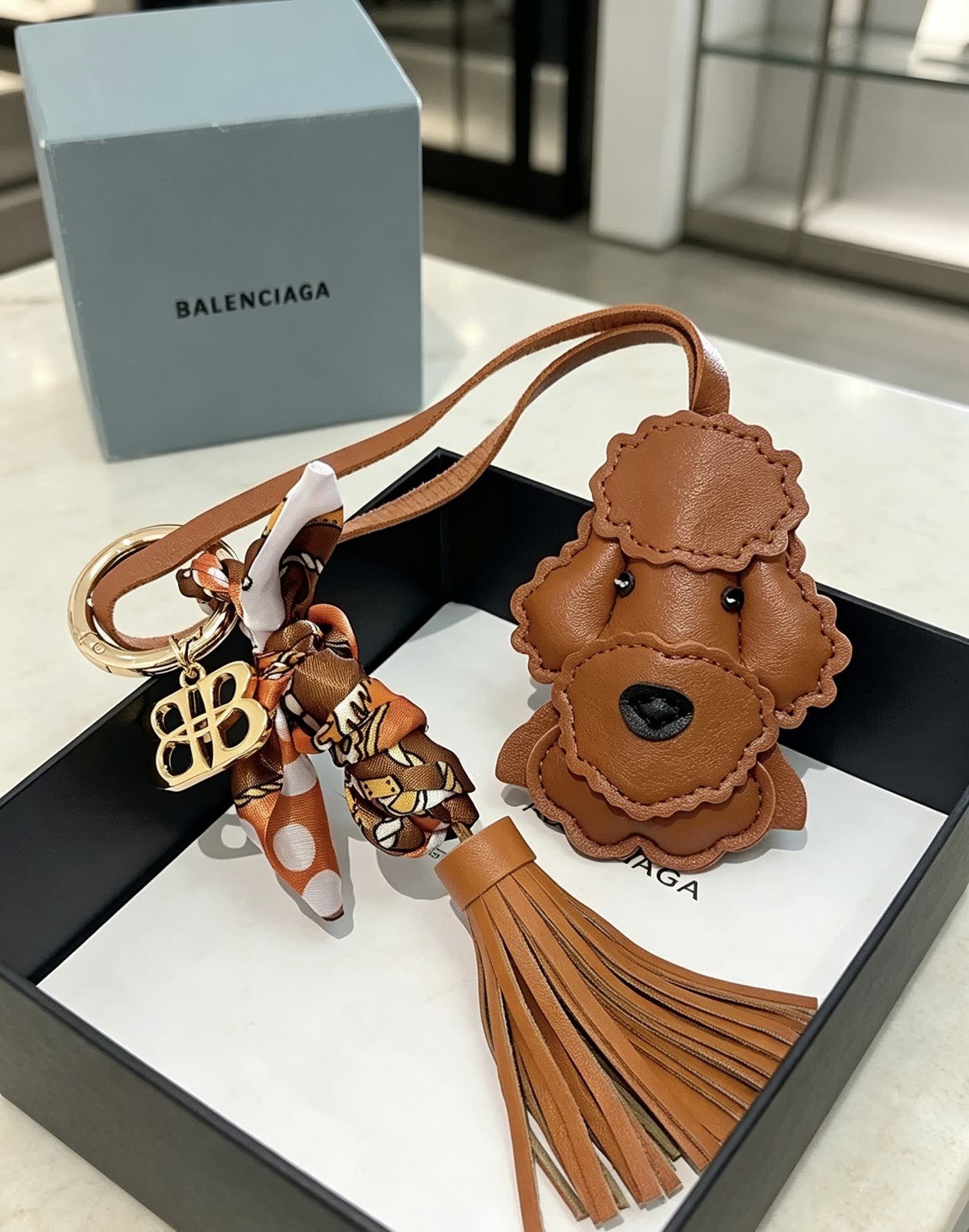 Balenciaga Leather Dog Keychain