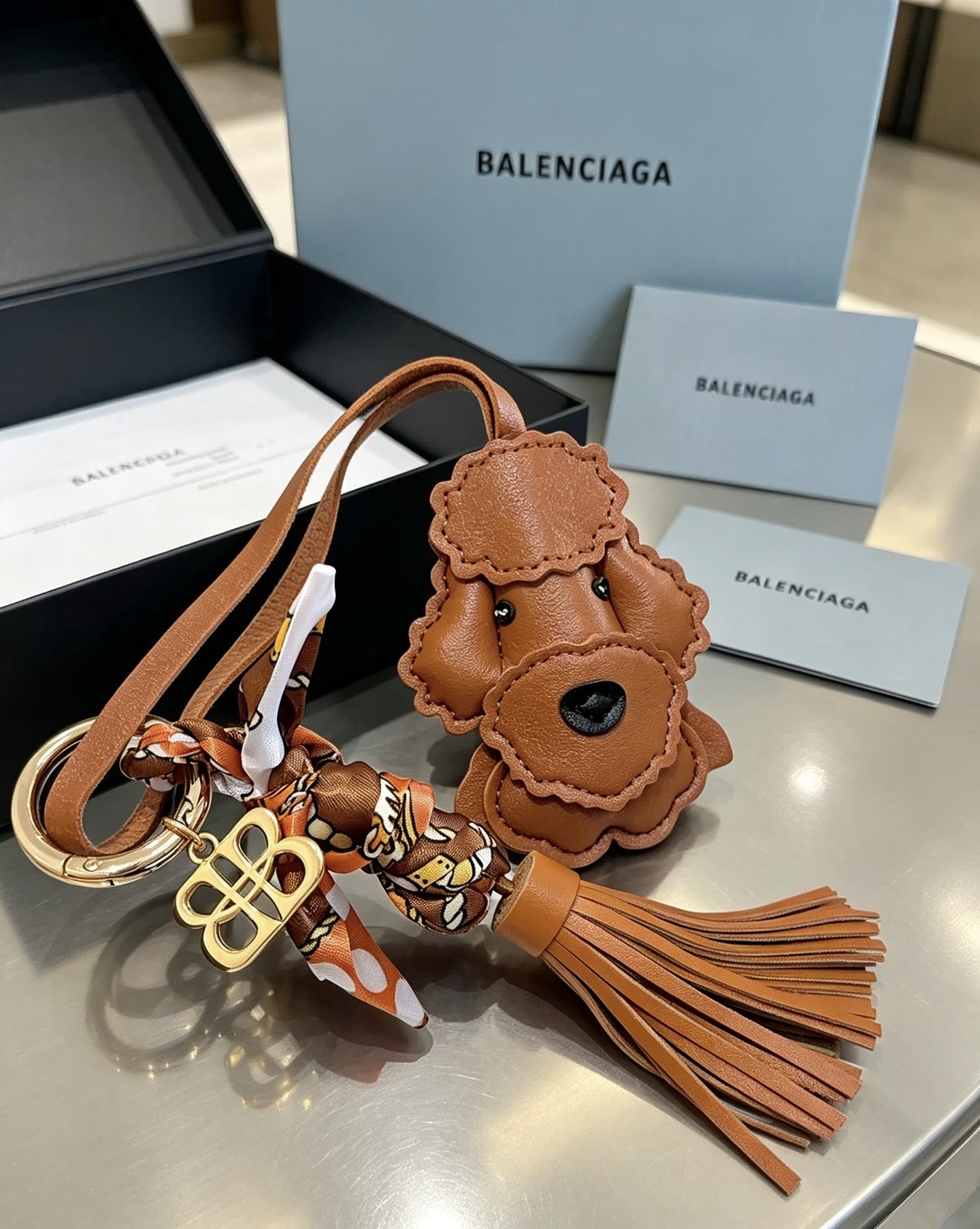 Balenciaga Leather Dog Keychain