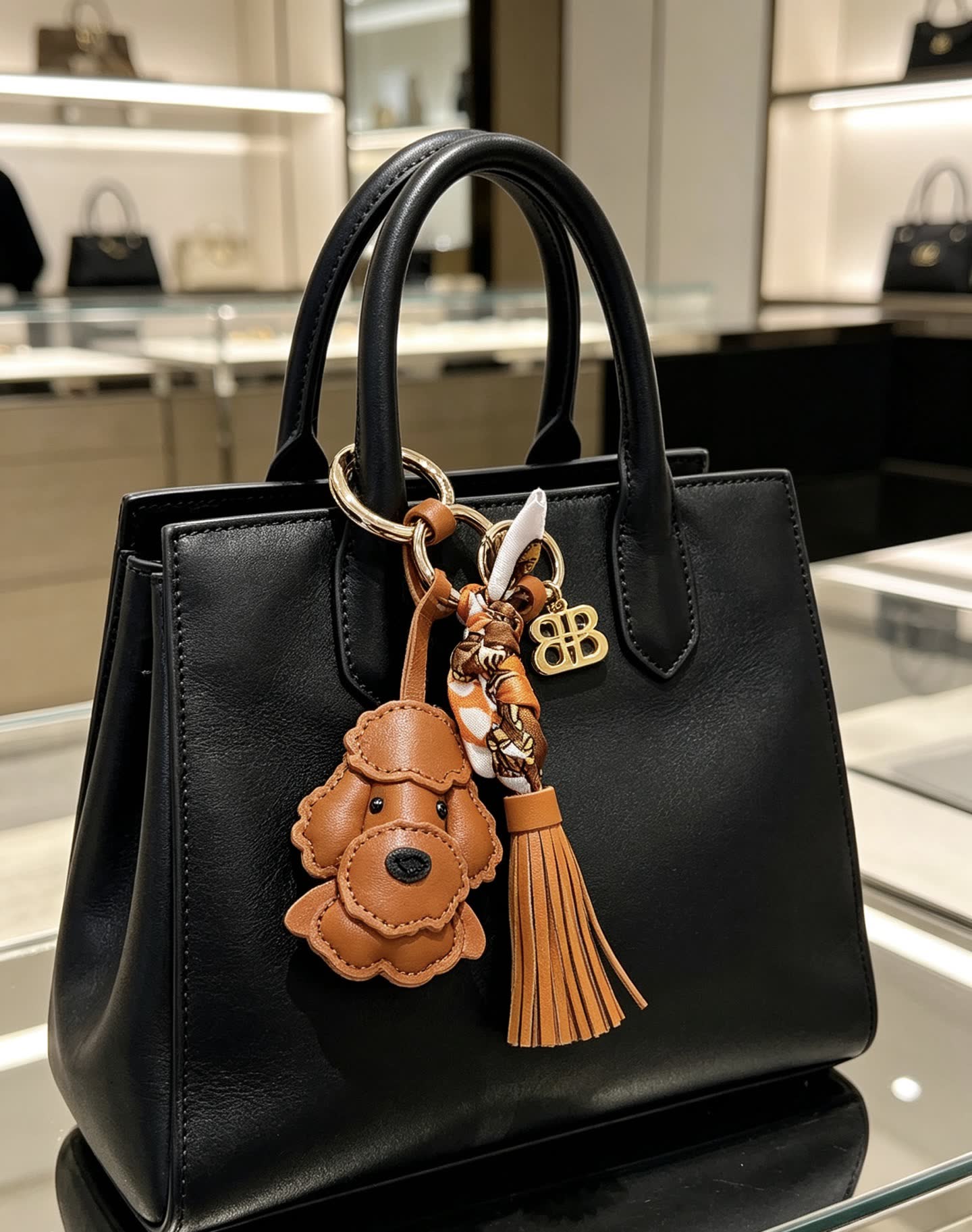 Balenciaga Leather Dog Keychain