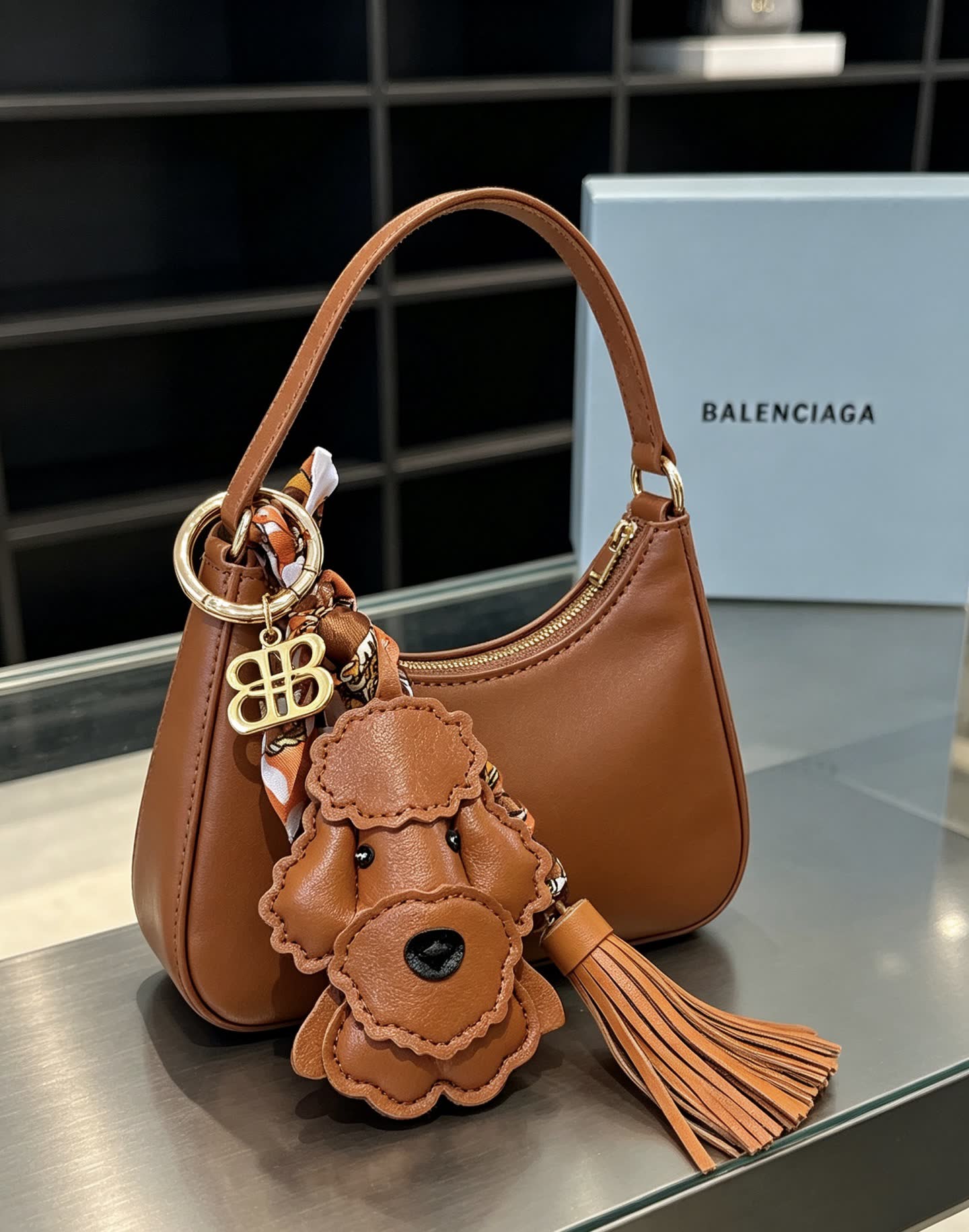 Balenciaga Leather Dog Keychain