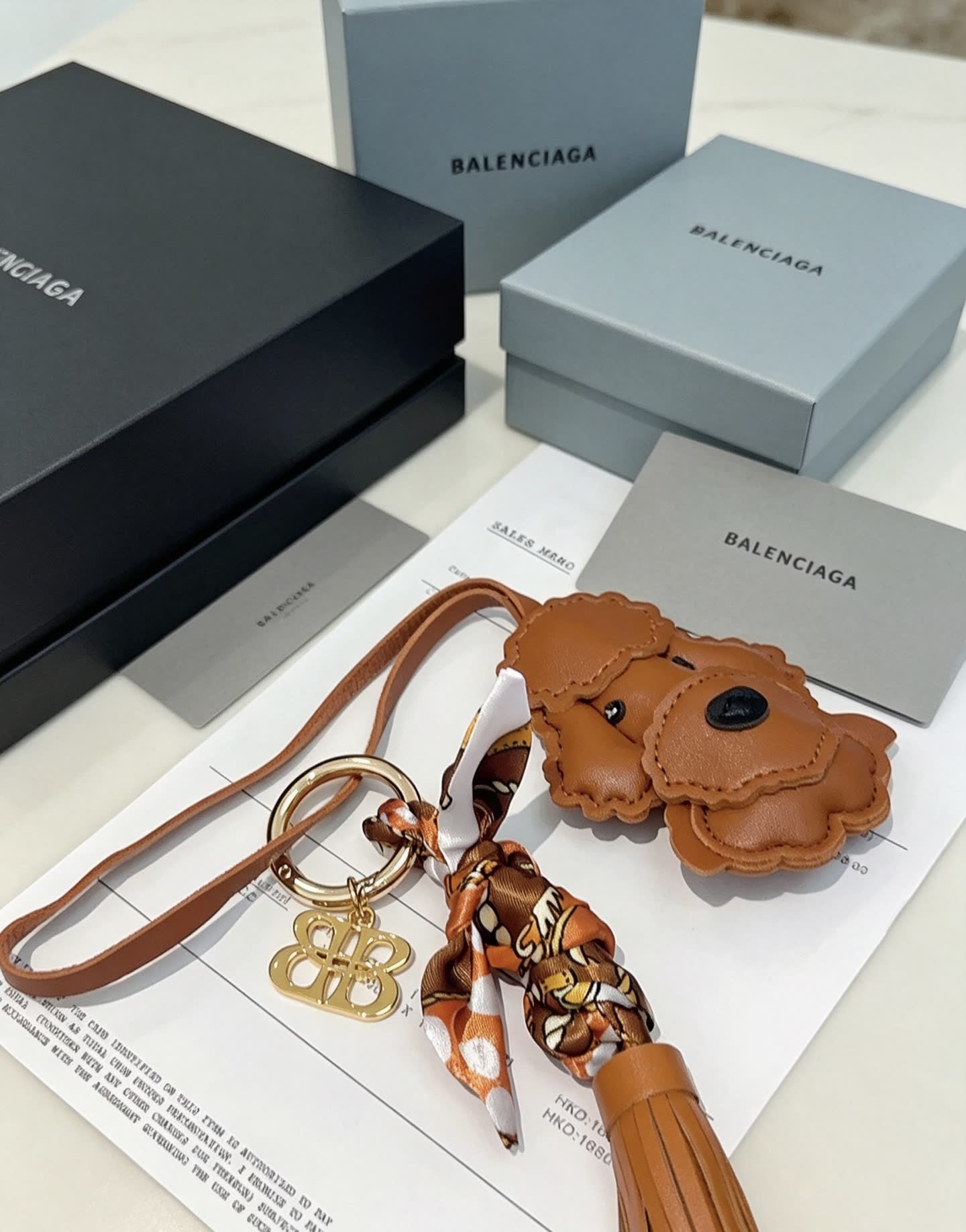 Balenciaga Leather Dog Keychain