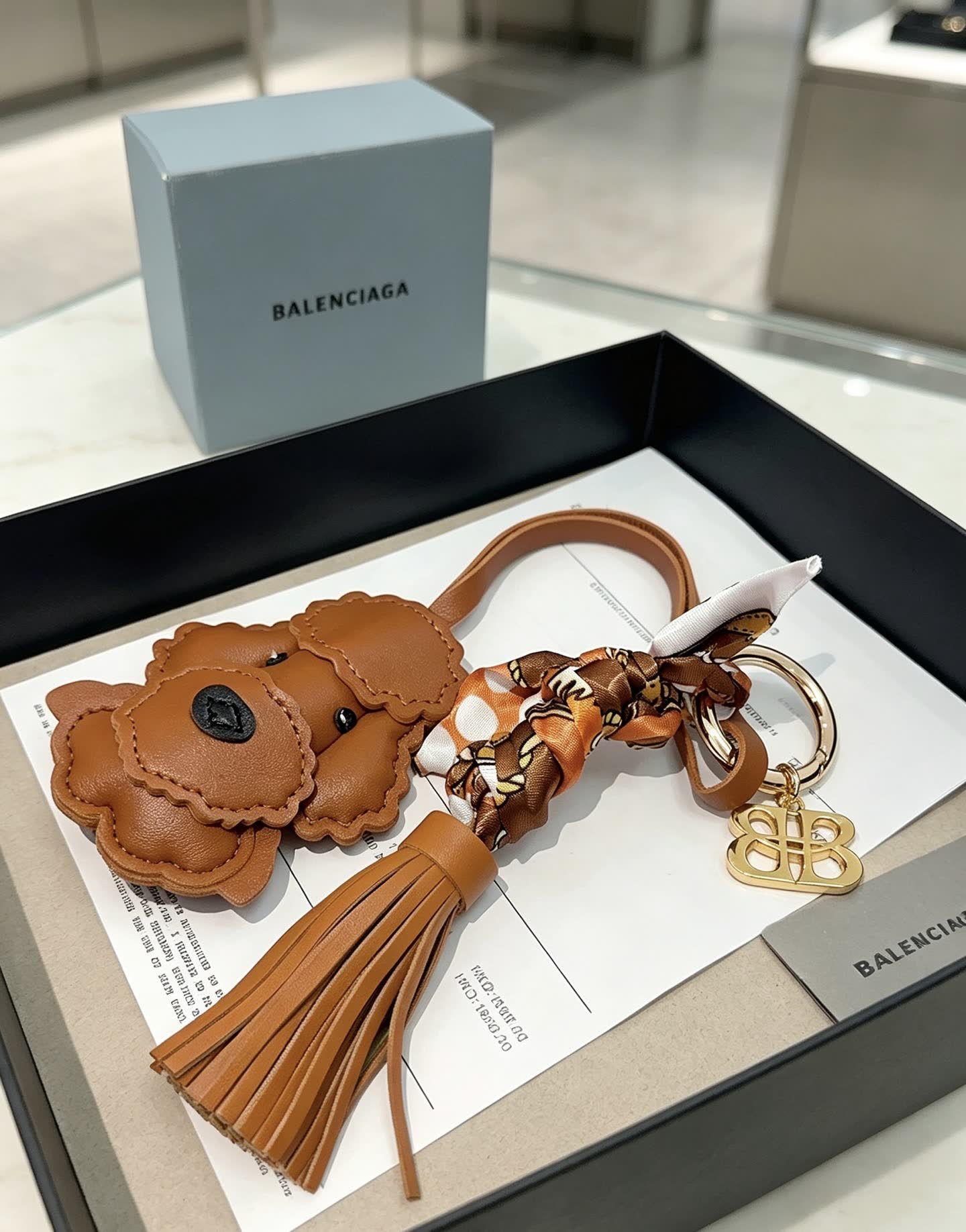 Balenciaga Leather Dog Keychain