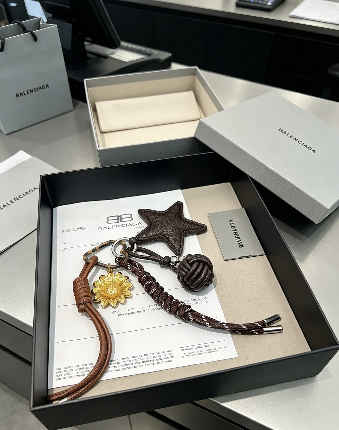 Balenciaga Leather Keychain Set