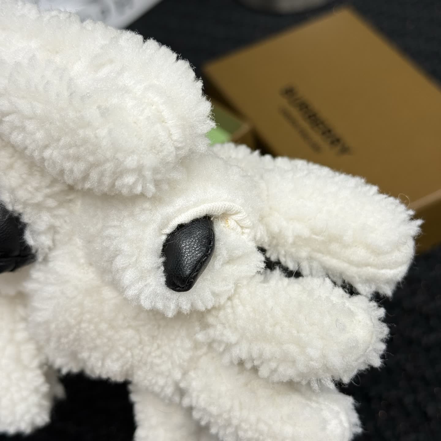 Burberry White Fluffy Dog Keychain