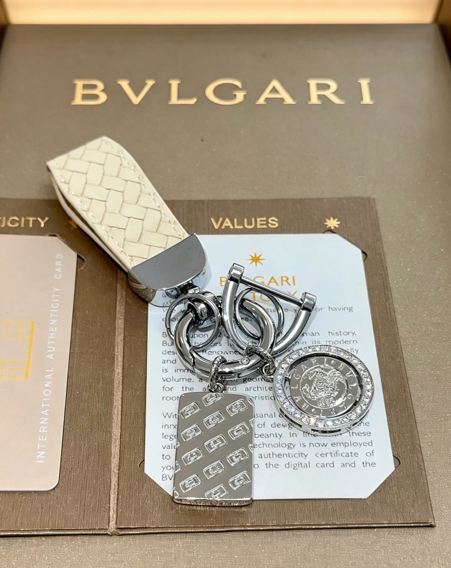 Bvlgari Keychain with Interlocking B Logo