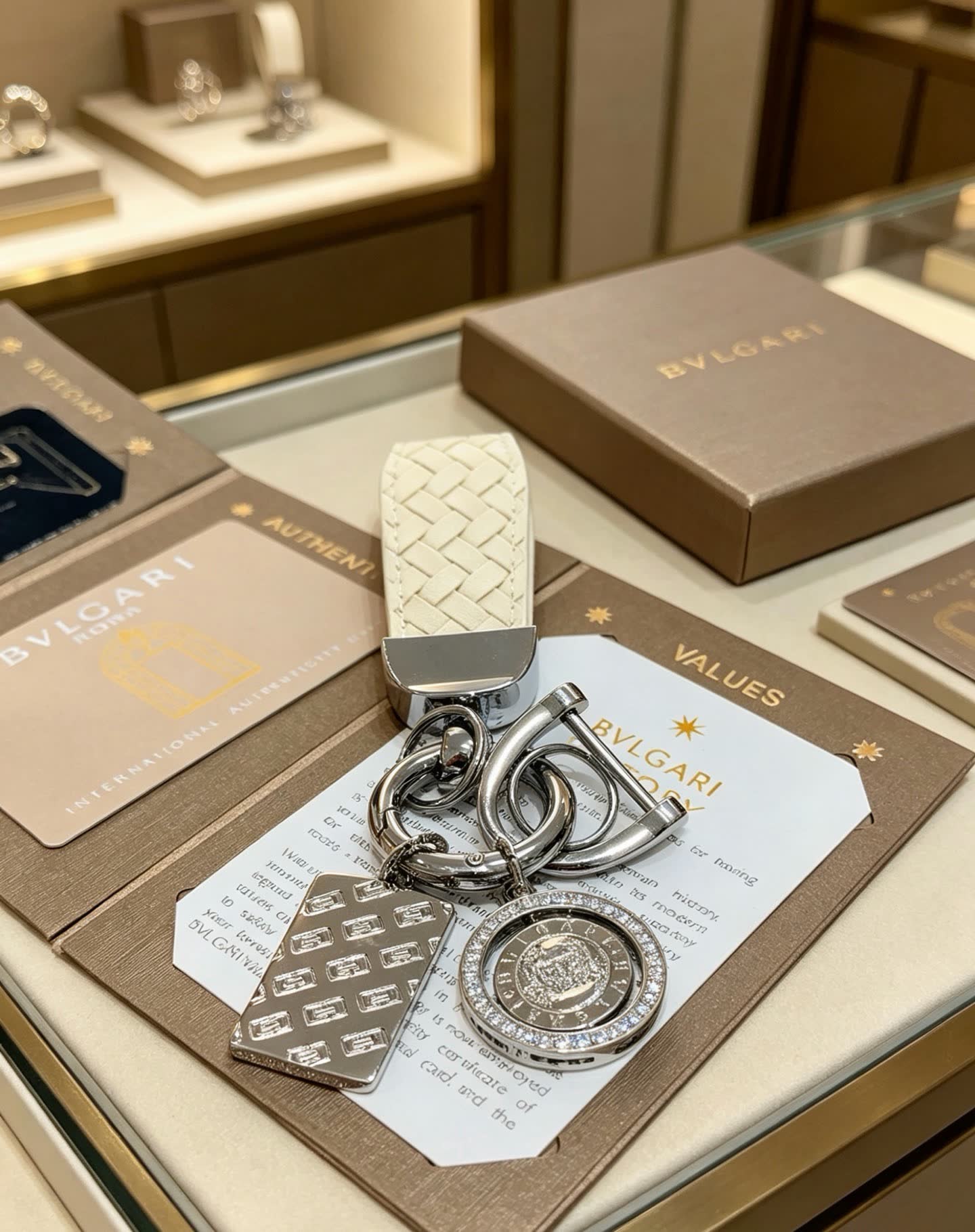 Bvlgari Keychain with Interlocking B Logo