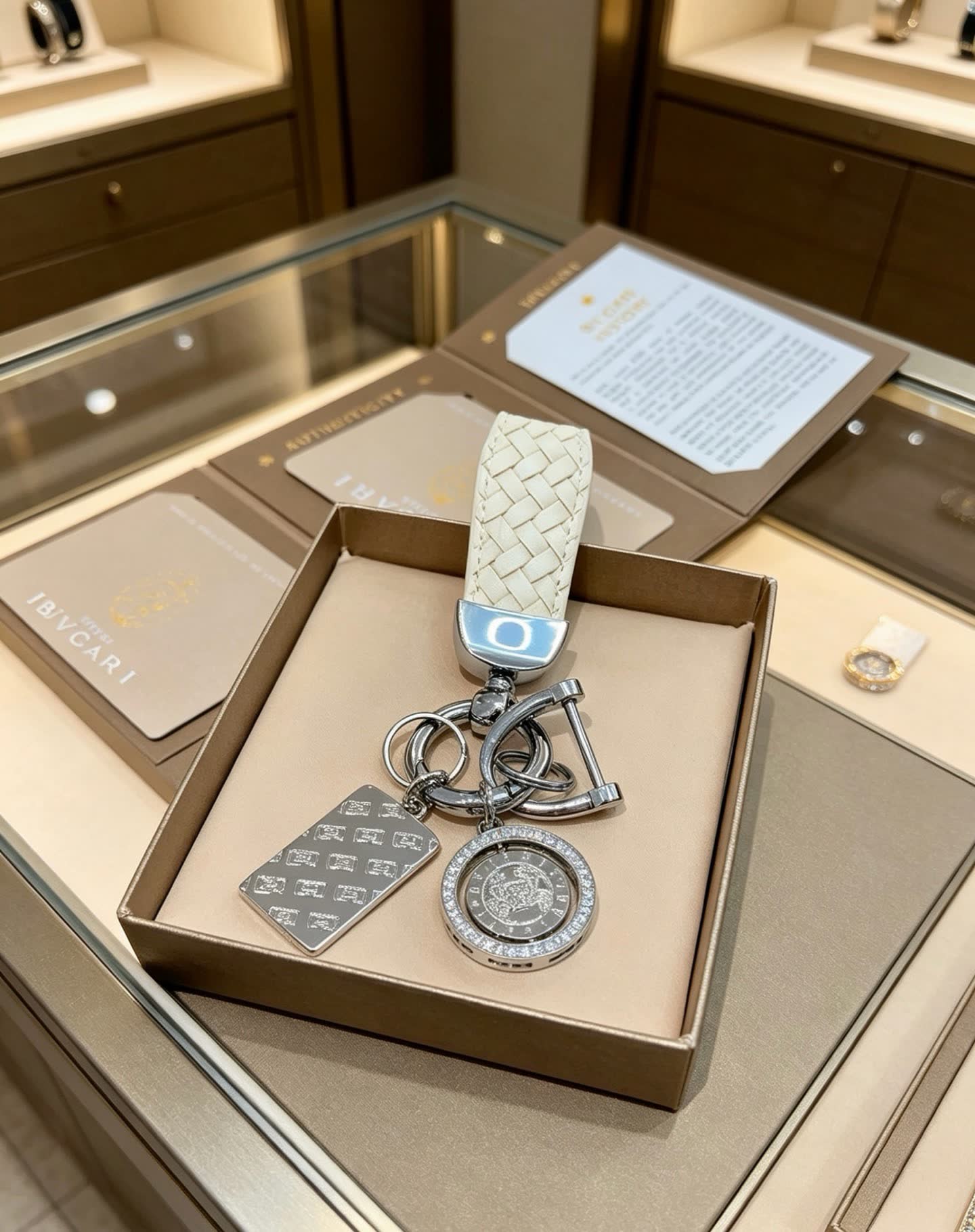 Bvlgari Keychain with Interlocking B Logo