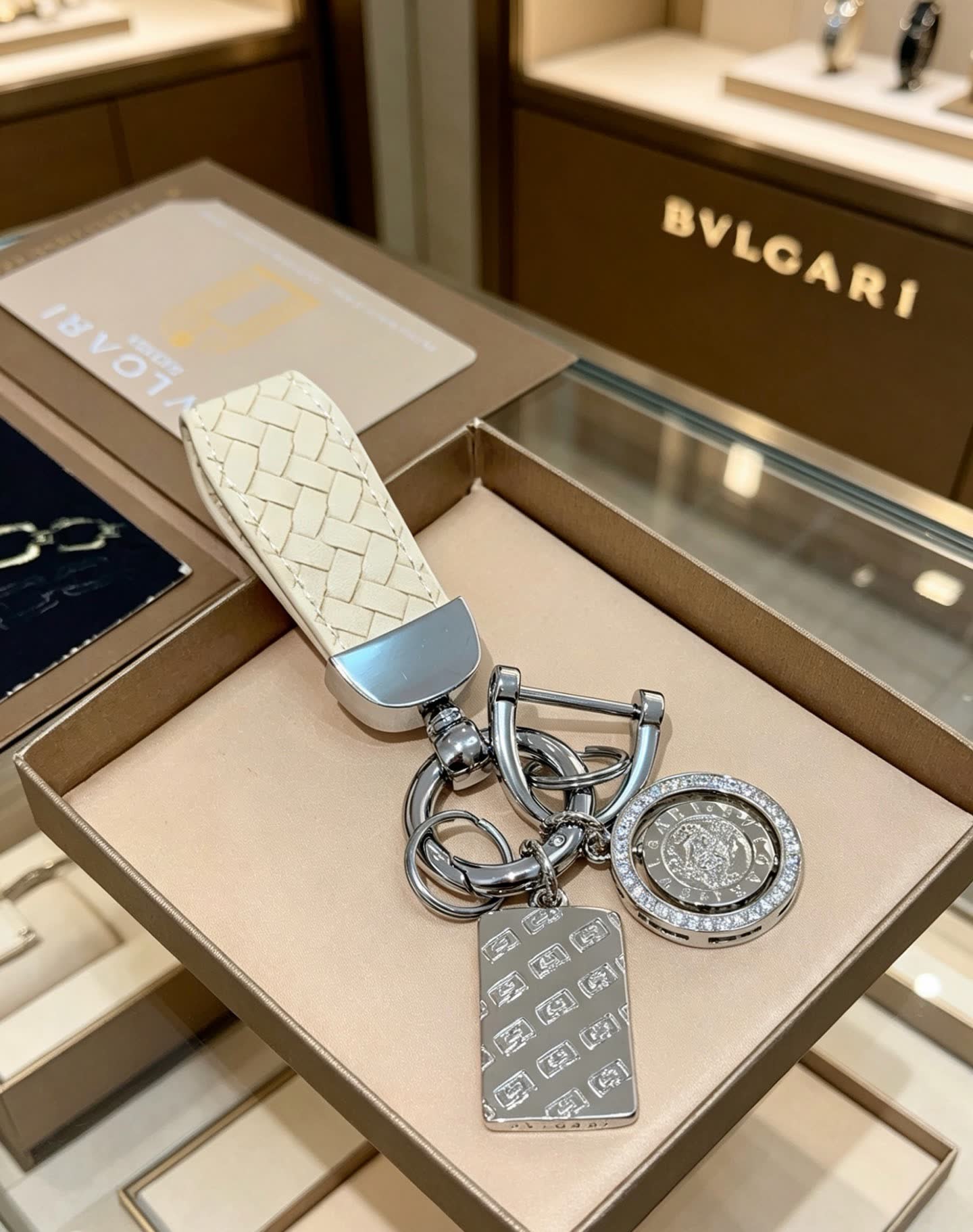 Bvlgari Keychain with Interlocking B Logo