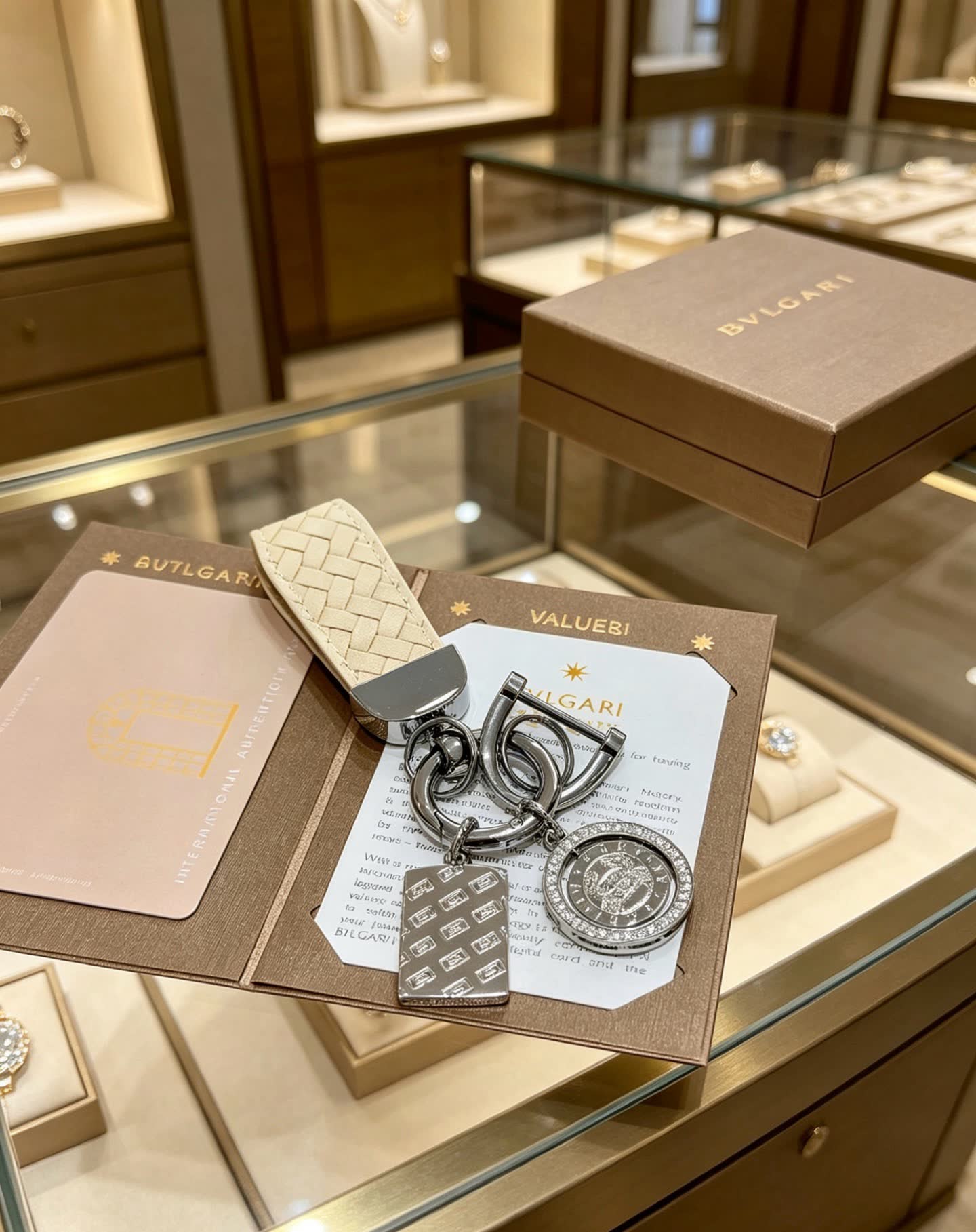 Bvlgari Keychain with Interlocking B Logo