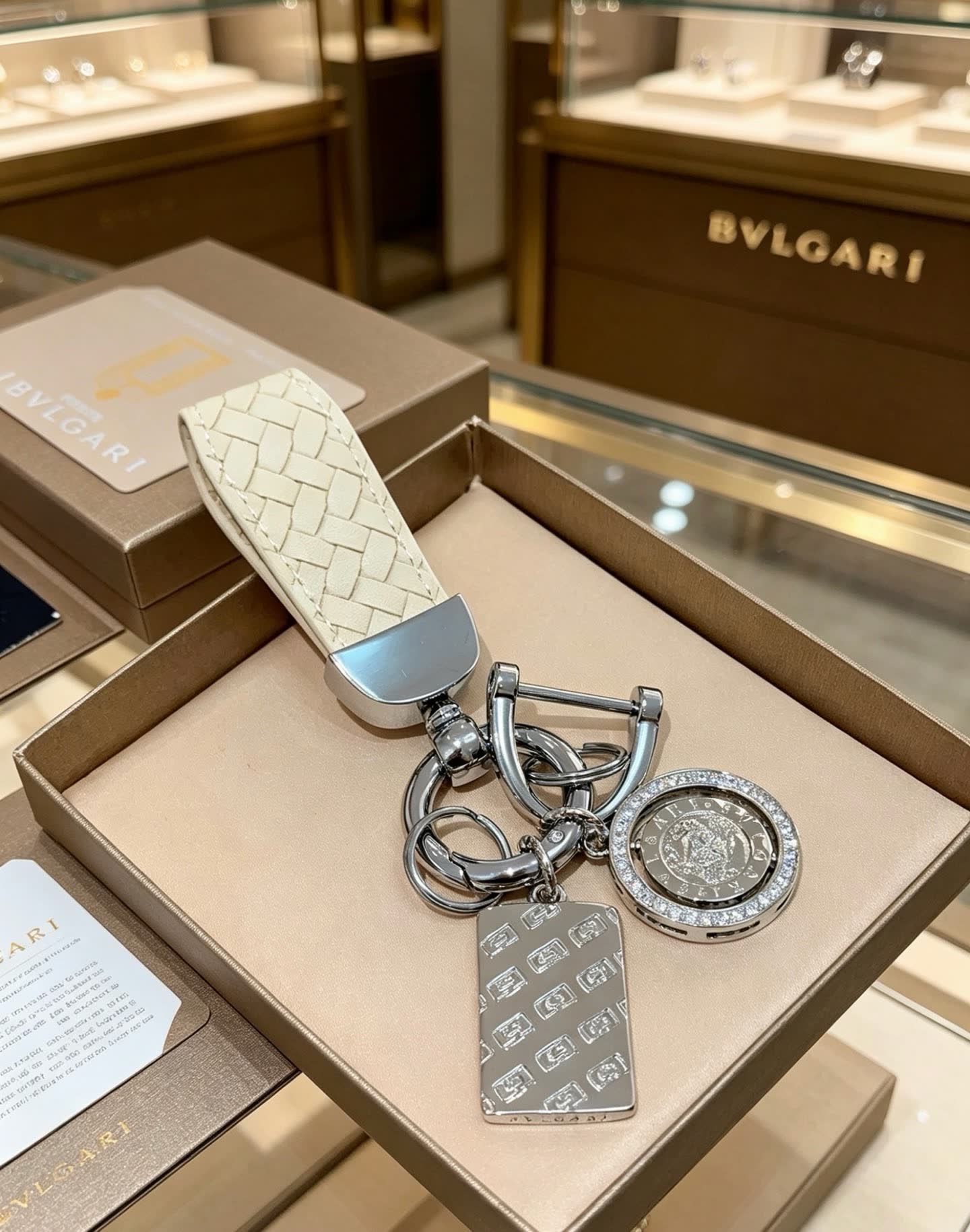 Bvlgari Keychain with Interlocking B Logo