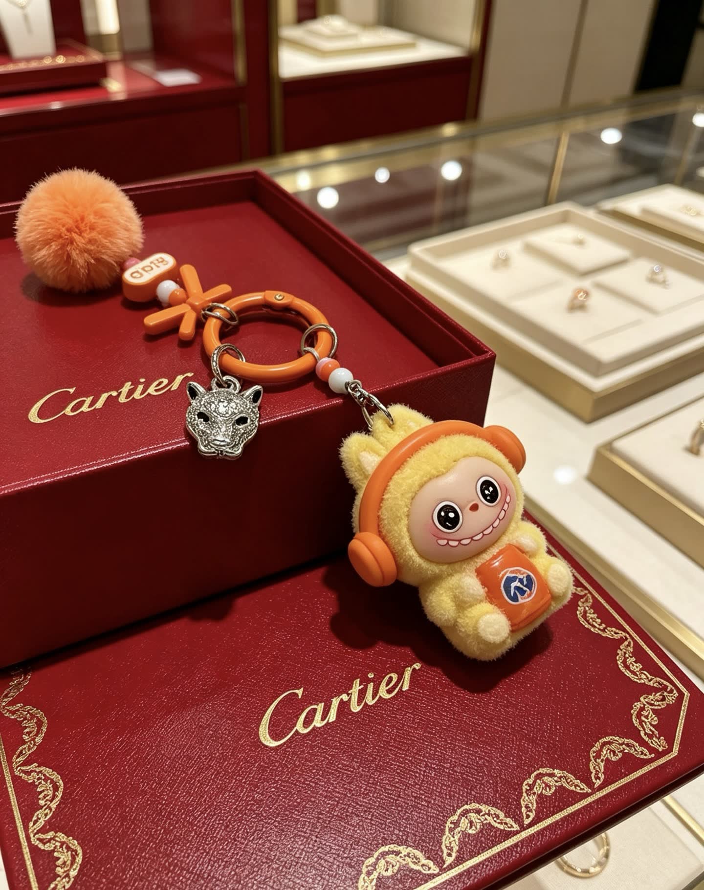 Cartier Keychain with Panther Charm and Kikiemon Figure