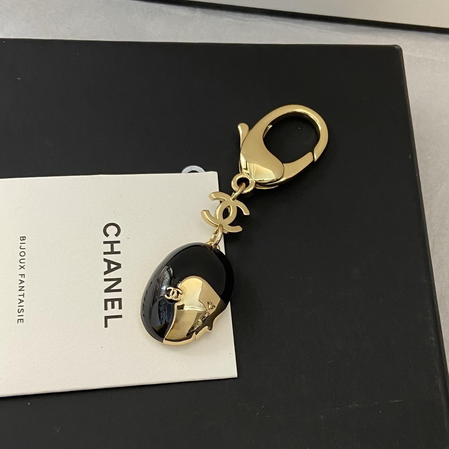 Chanel Black and Gold Keychain