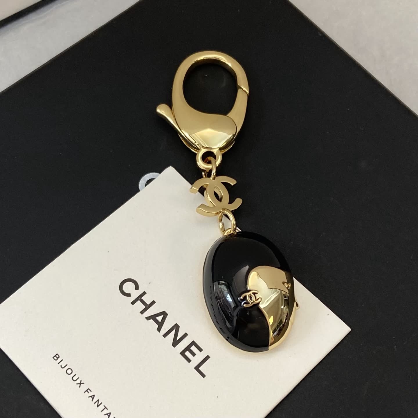 Chanel Black and Gold Keychain