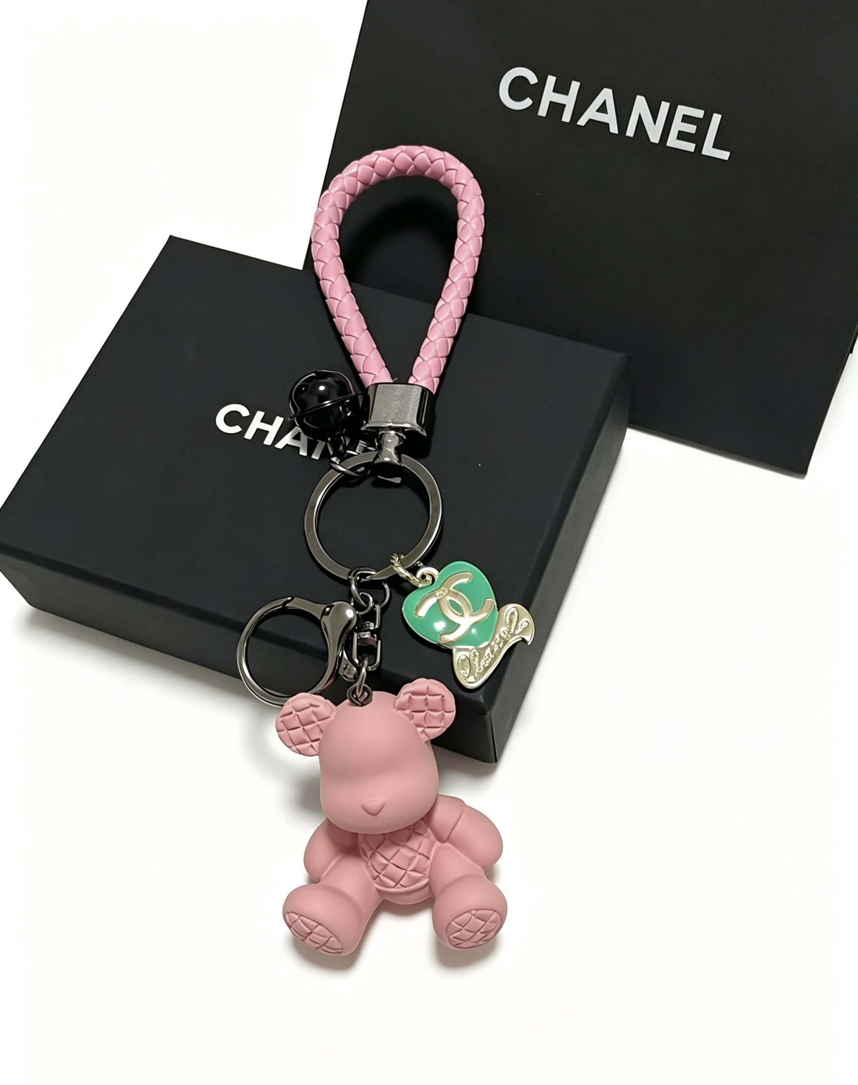 Chanel Pink Teddy Bear Keychain