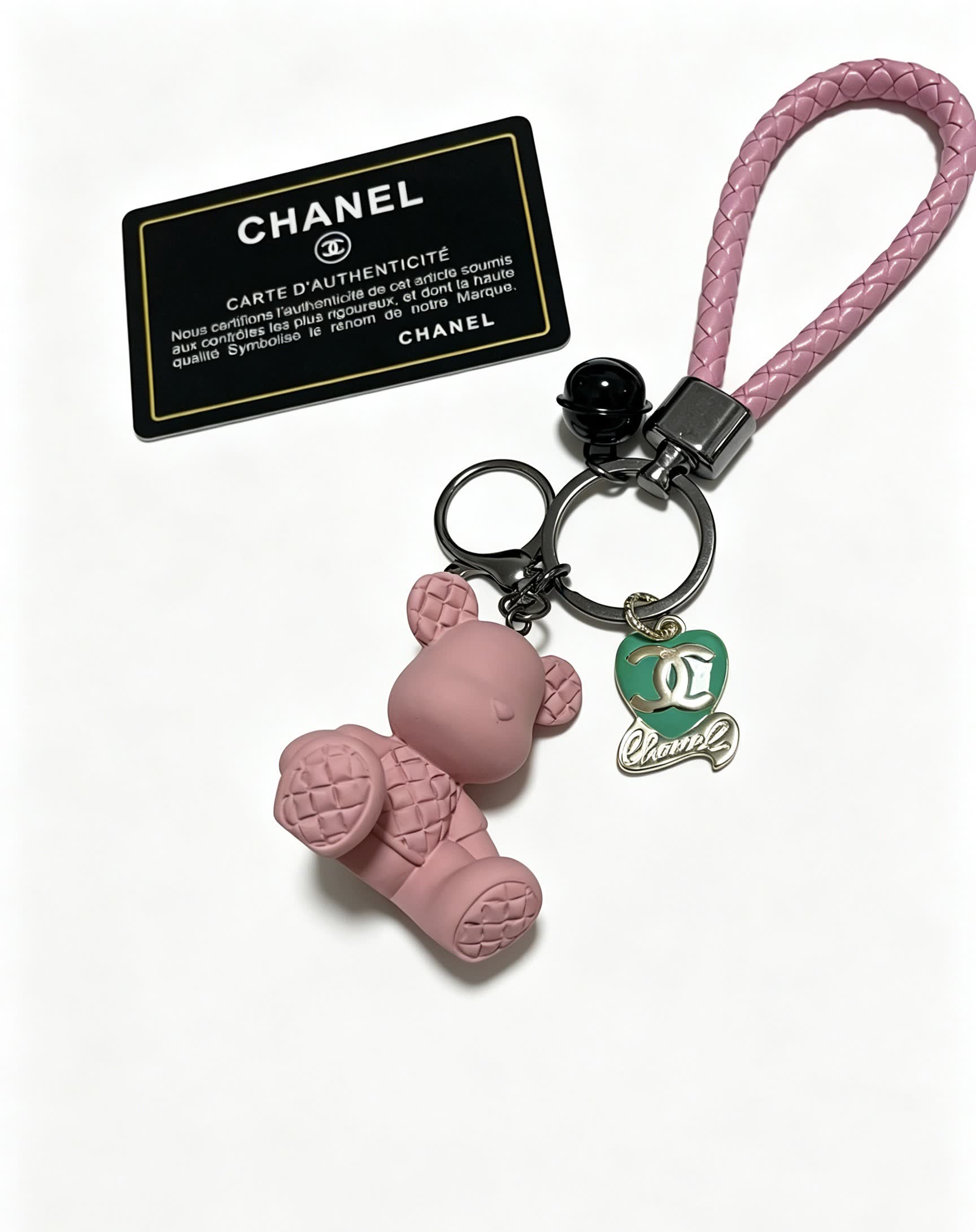 Chanel Pink Teddy Bear Keychain
