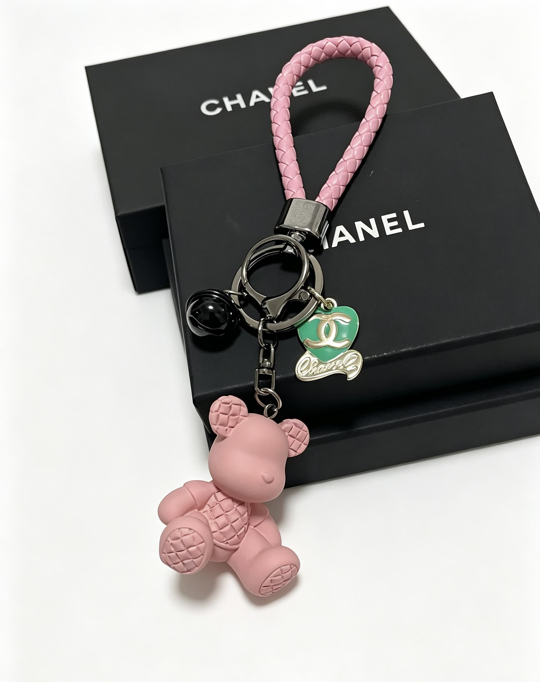 Chanel Pink Teddy Bear Keychain