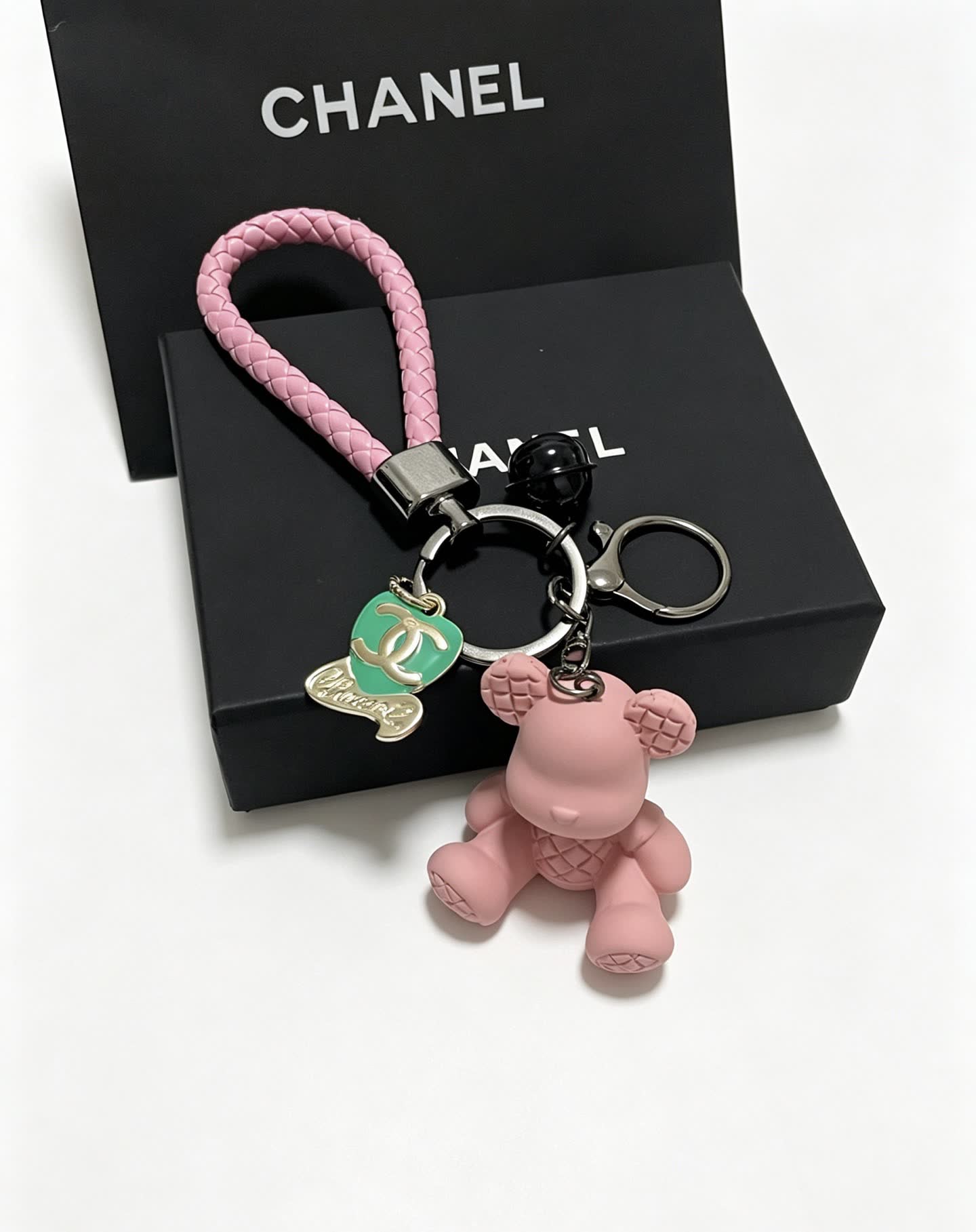 Chanel Pink Teddy Bear Keychain