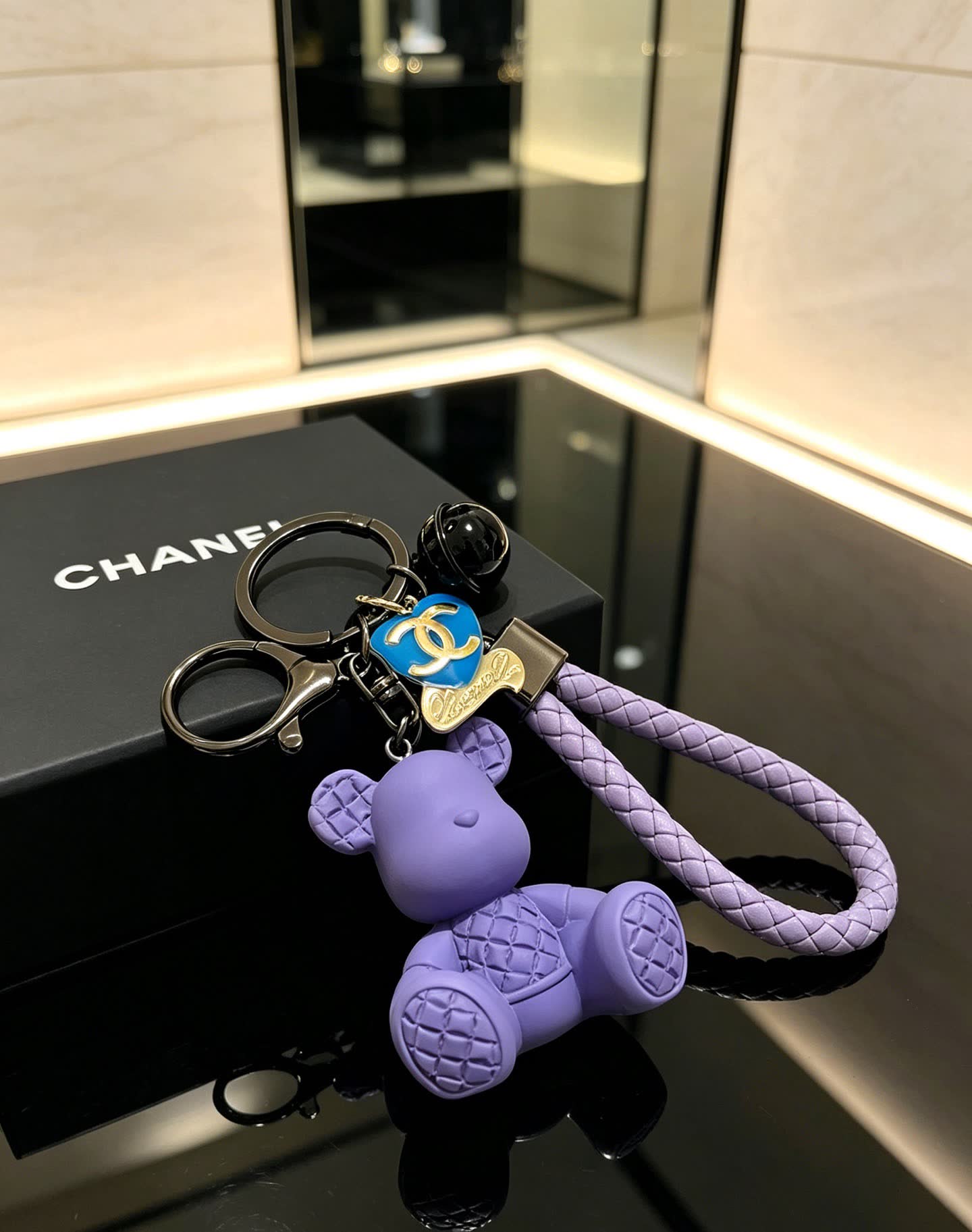 Chanel Purple Bear Keychain