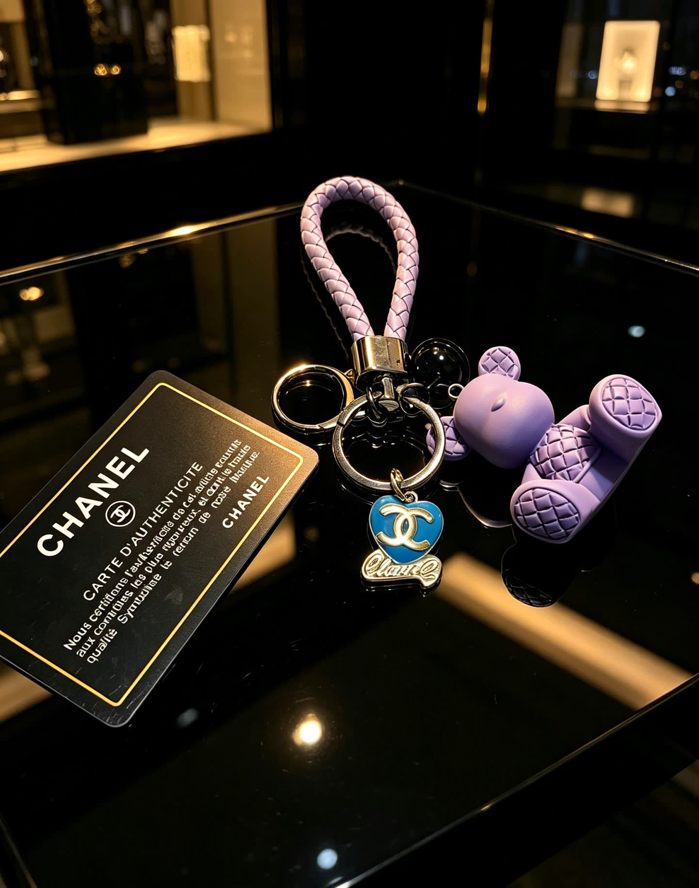 Chanel Purple Bear Keychain
