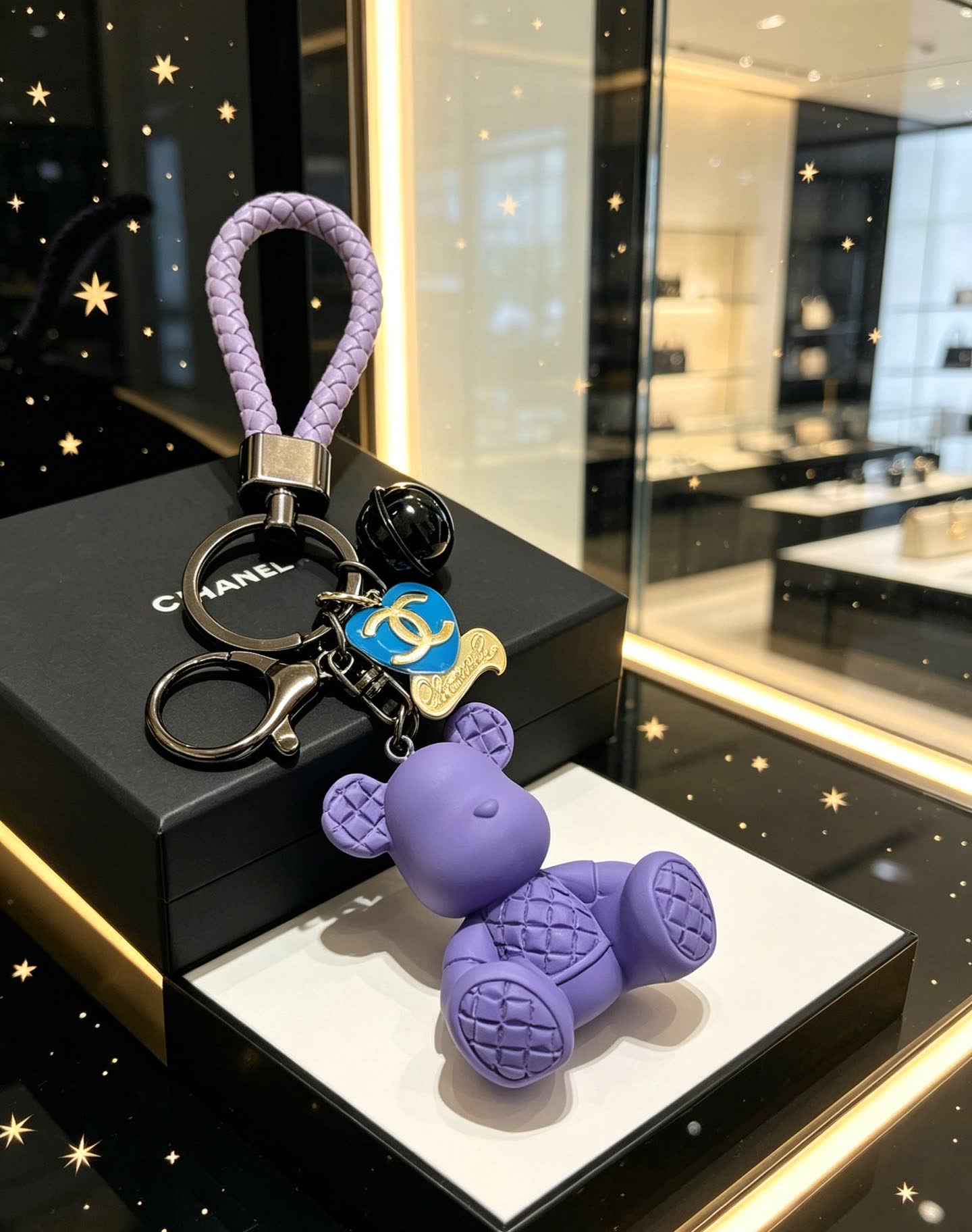Chanel Purple Bear Keychain