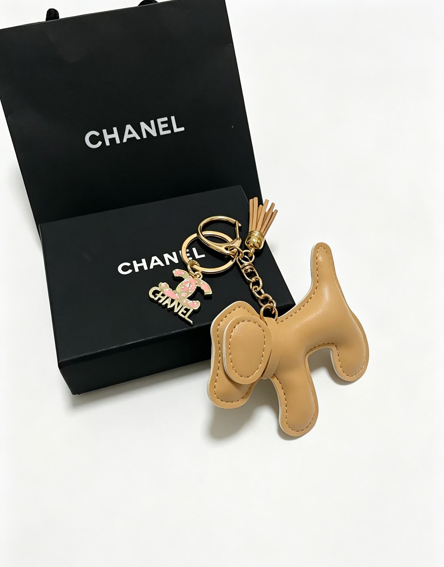 Chanel Leather Dog Keychain