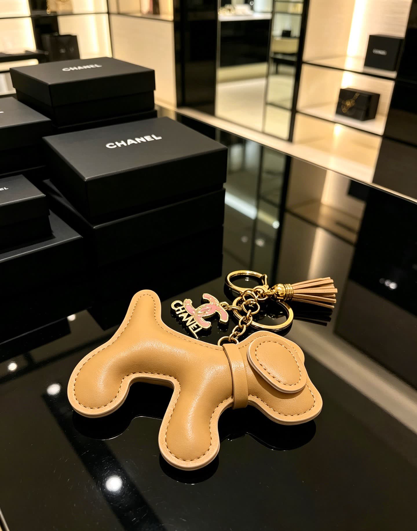 Chanel Leather Dog Keychain