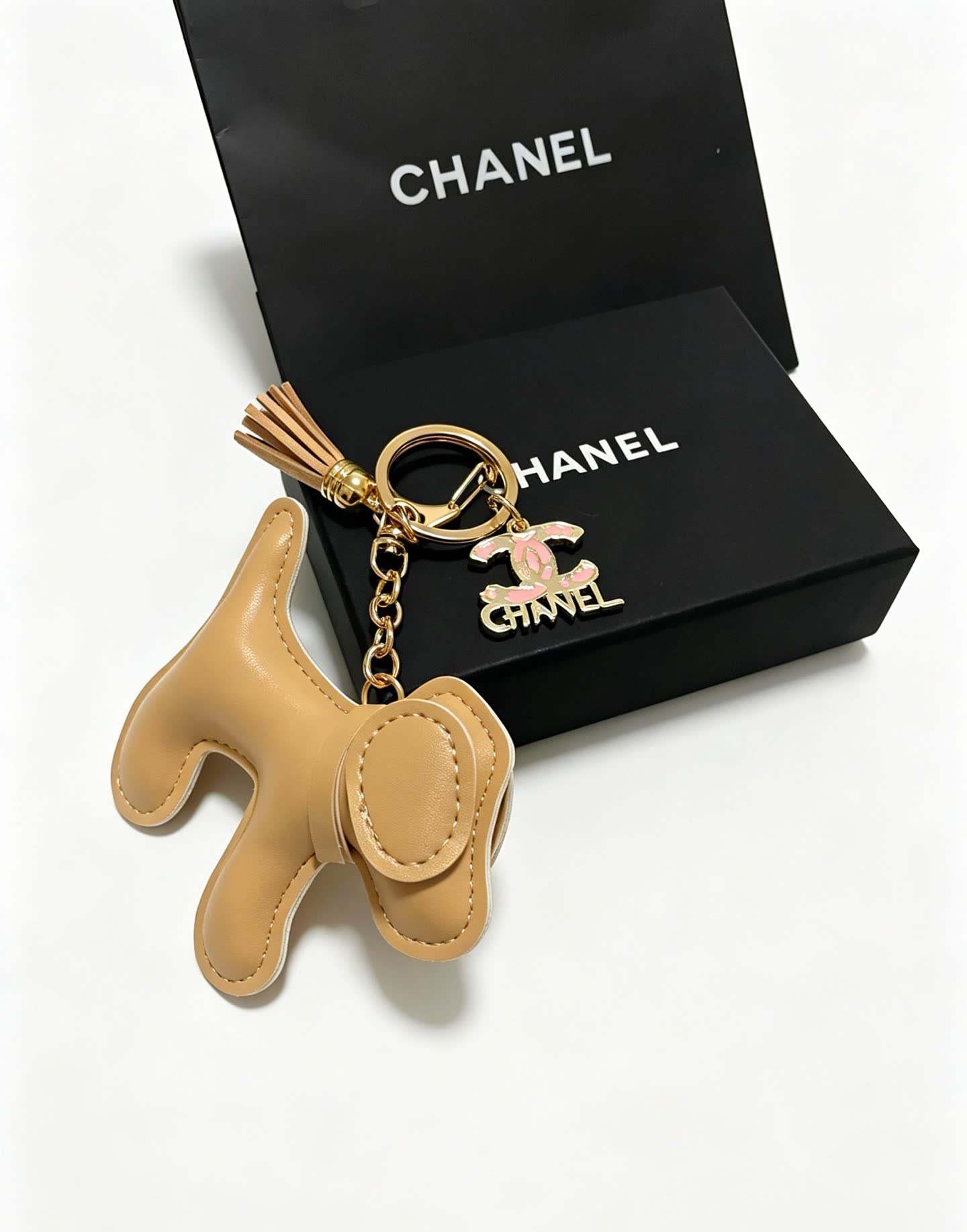 Chanel Leather Dog Keychain