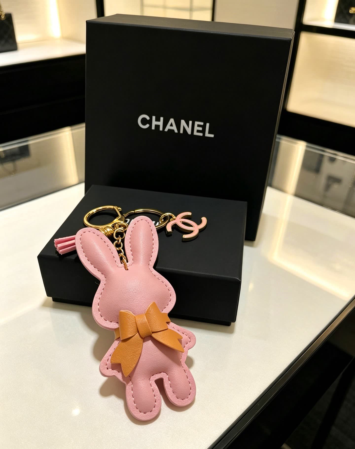 Chanel Pink Rabbit Keychain