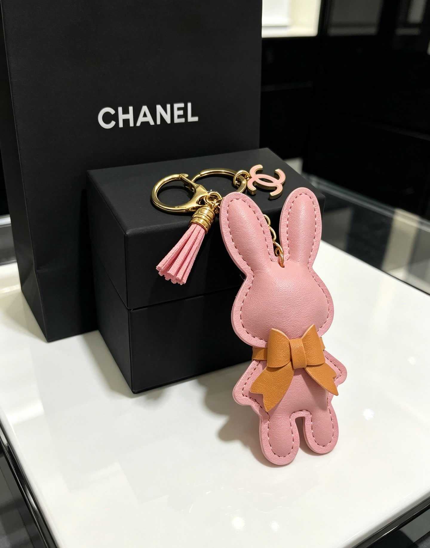 Chanel Pink Rabbit Keychain