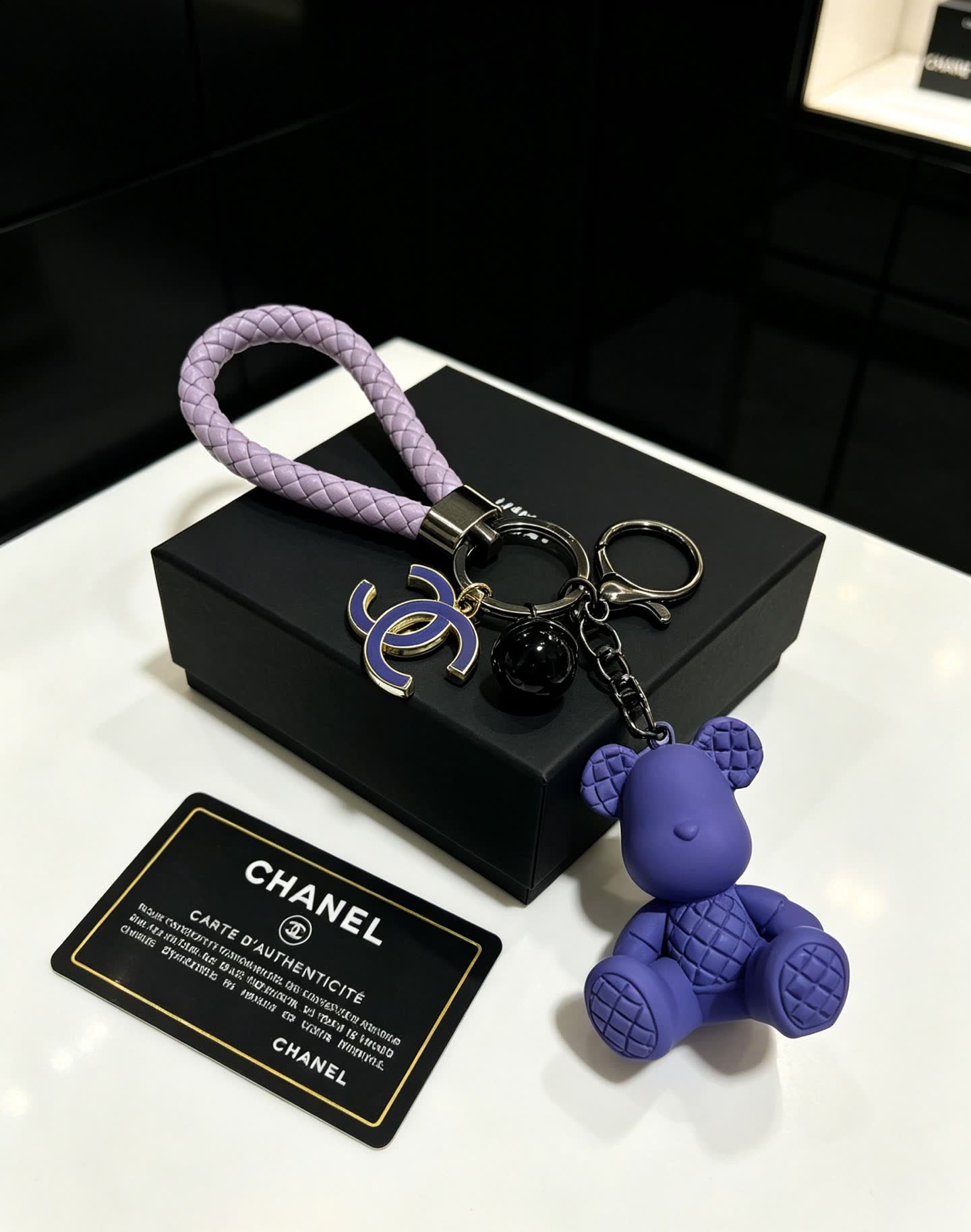 Chanel Purple Bear Keychain