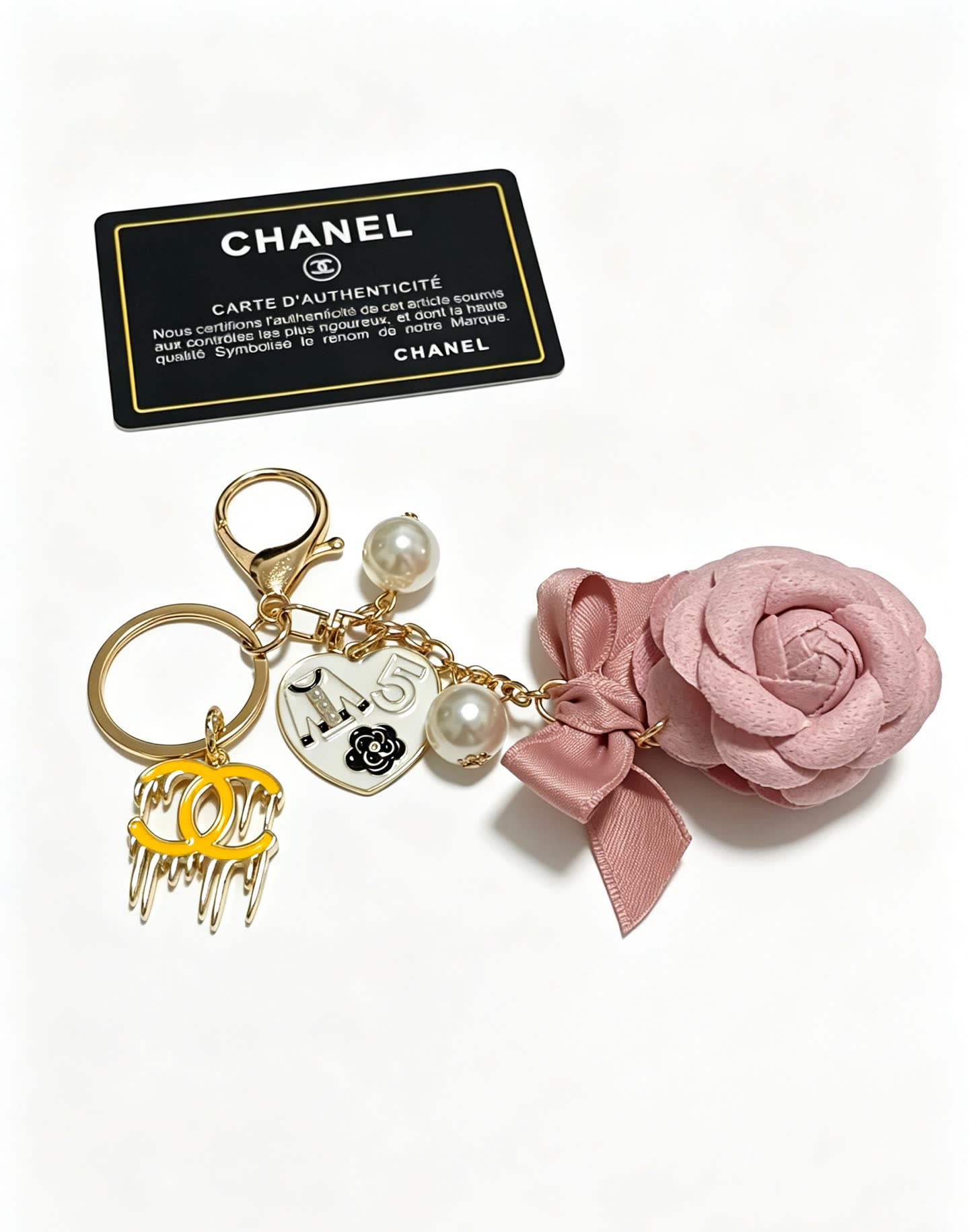 Chanel Pink Rose Keychain