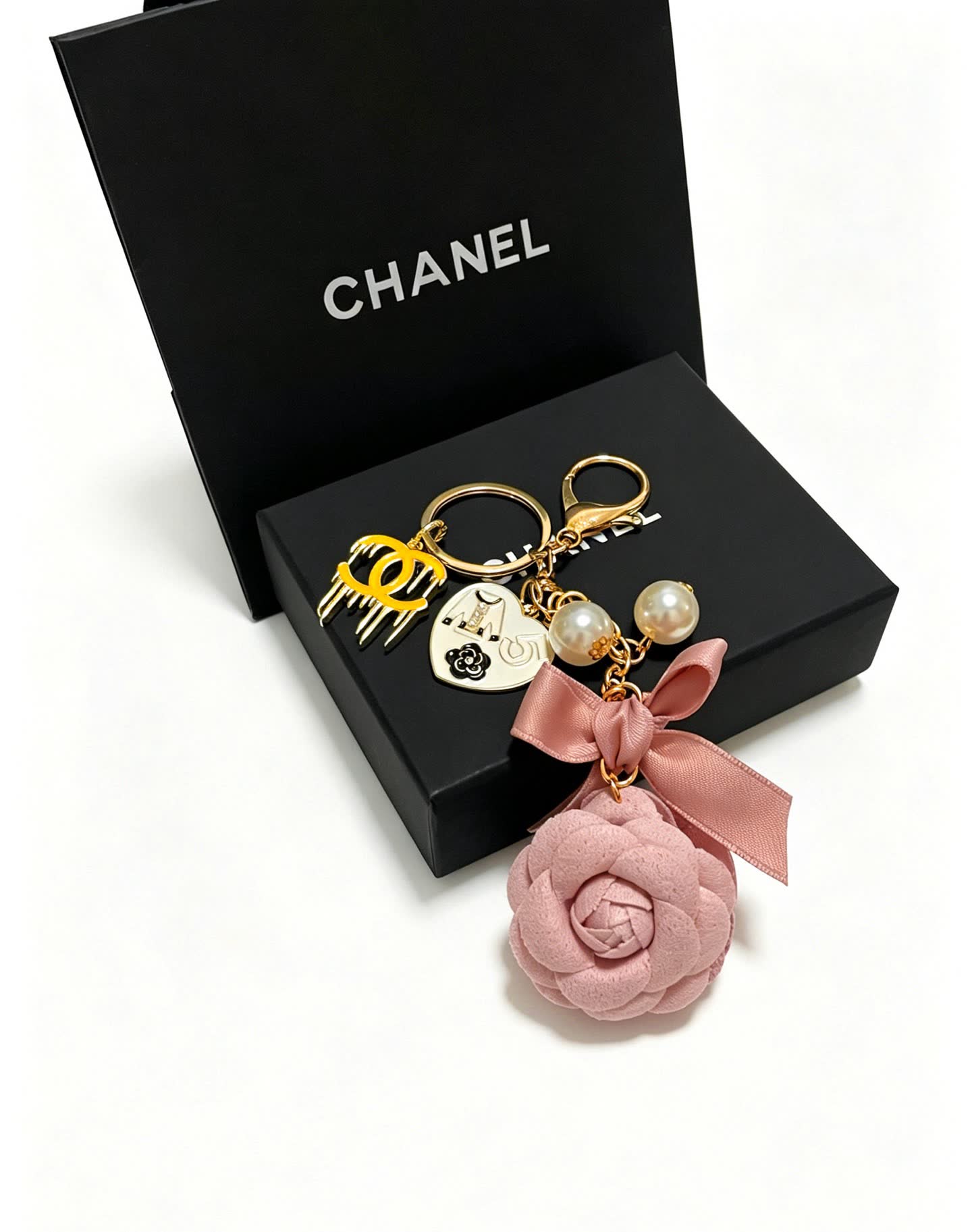 Chanel Pink Rose Keychain