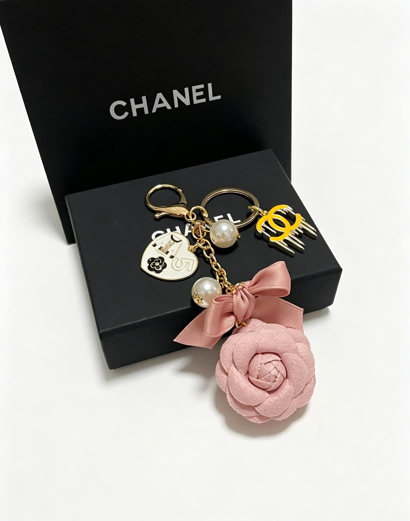 Chanel Pink Rose Keychain