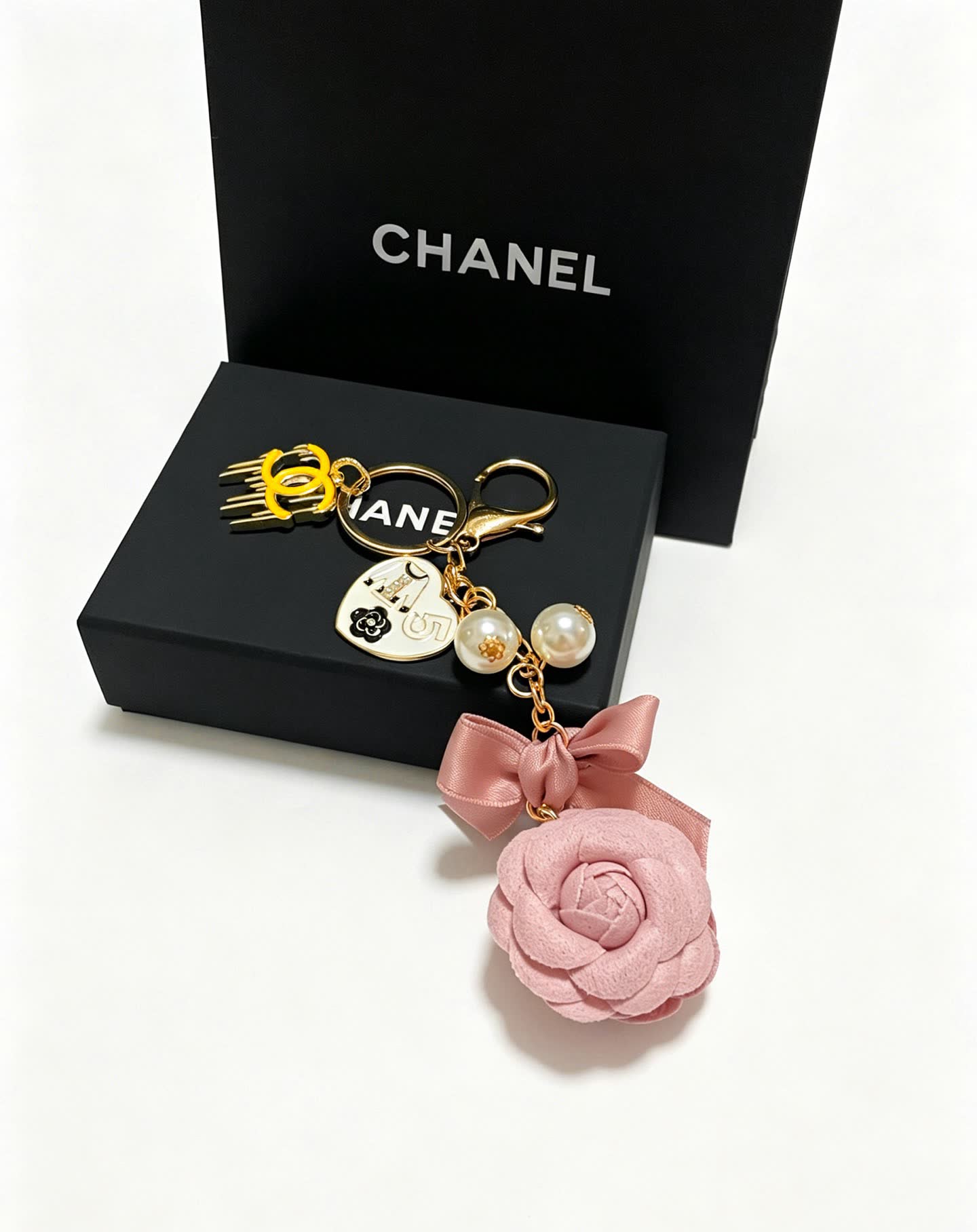 Chanel Pink Rose Keychain