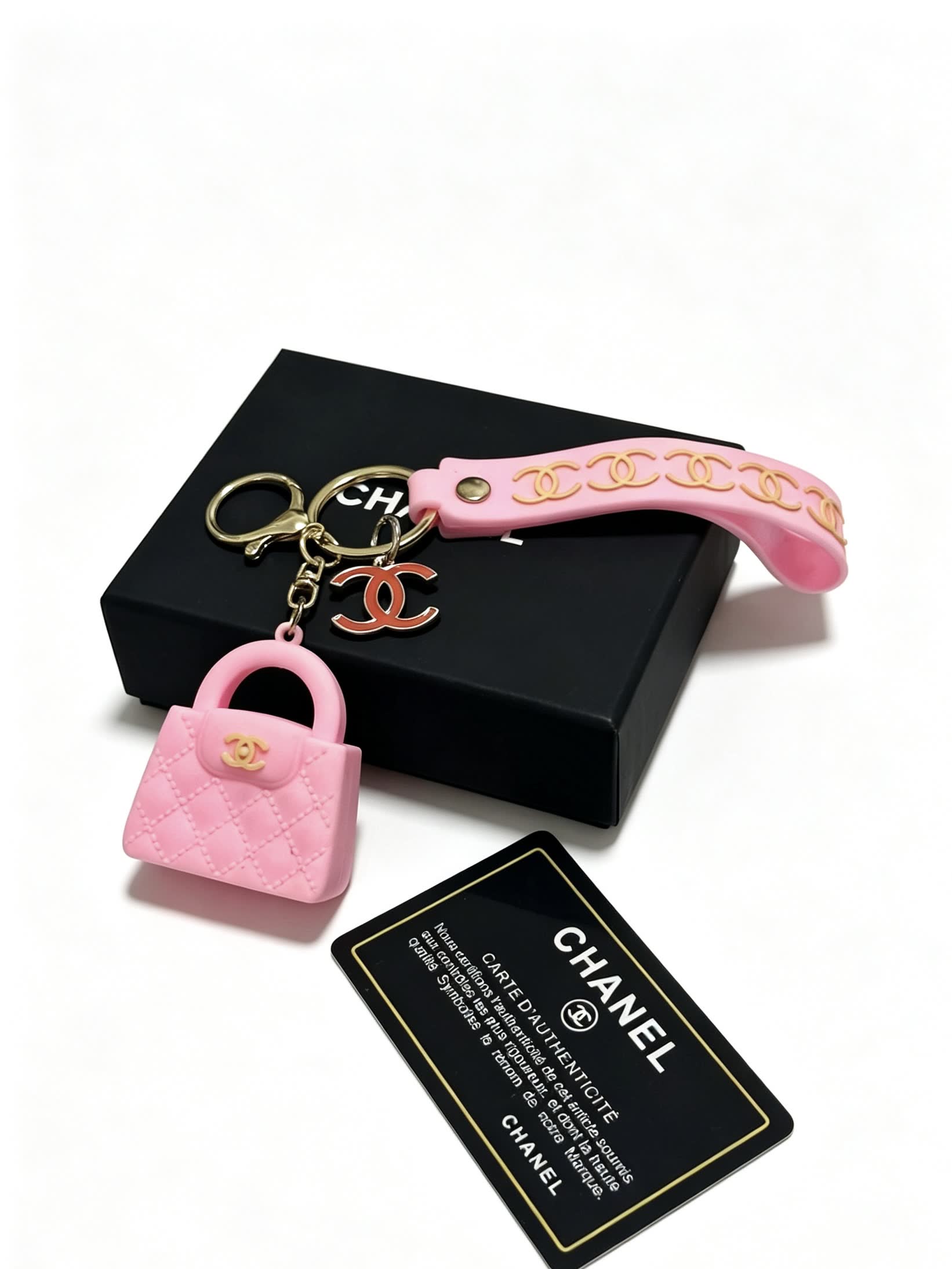 Chanel Pink Quilted Leather Keychain