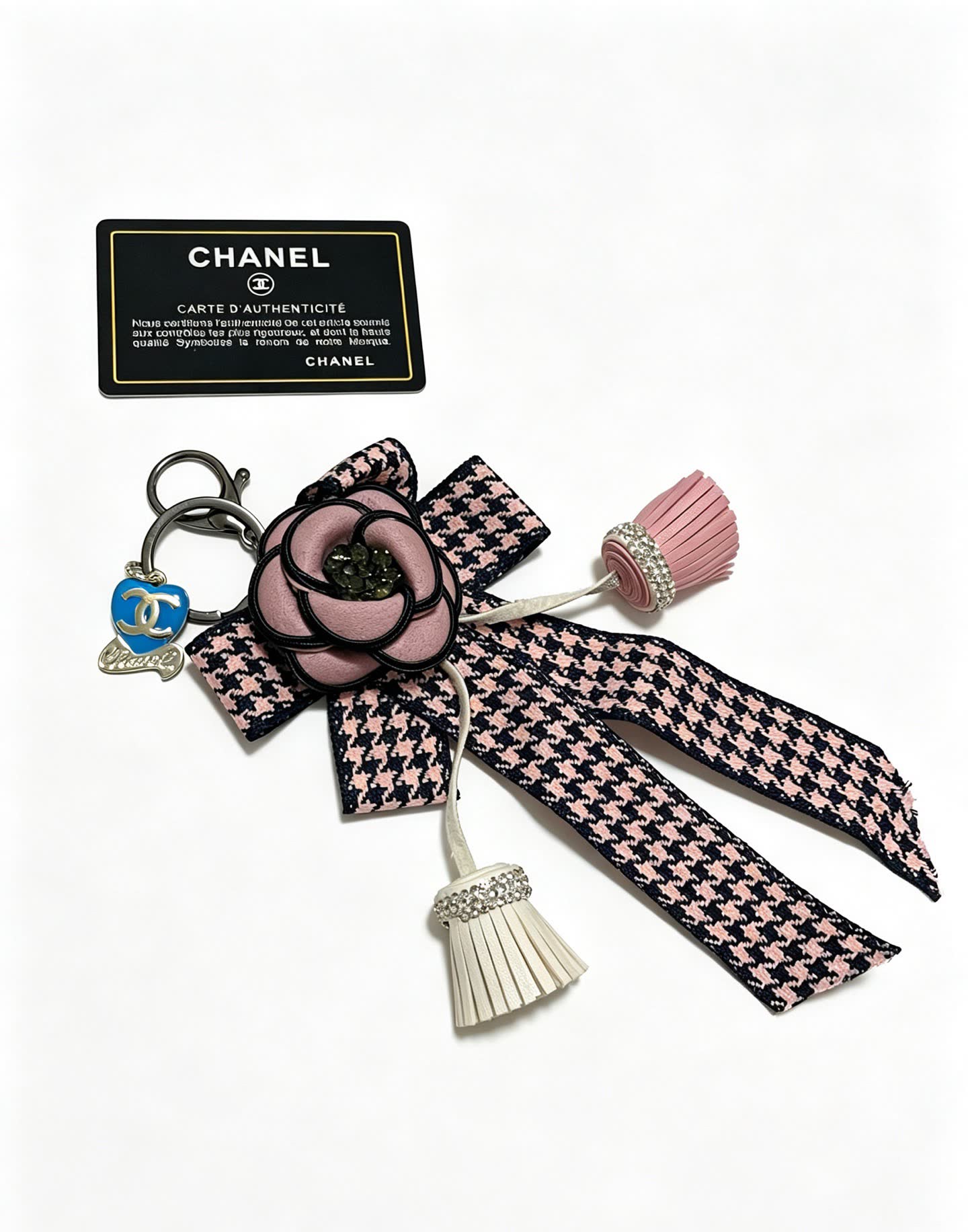 Chanel Houndstooth and Ribbon Keychain