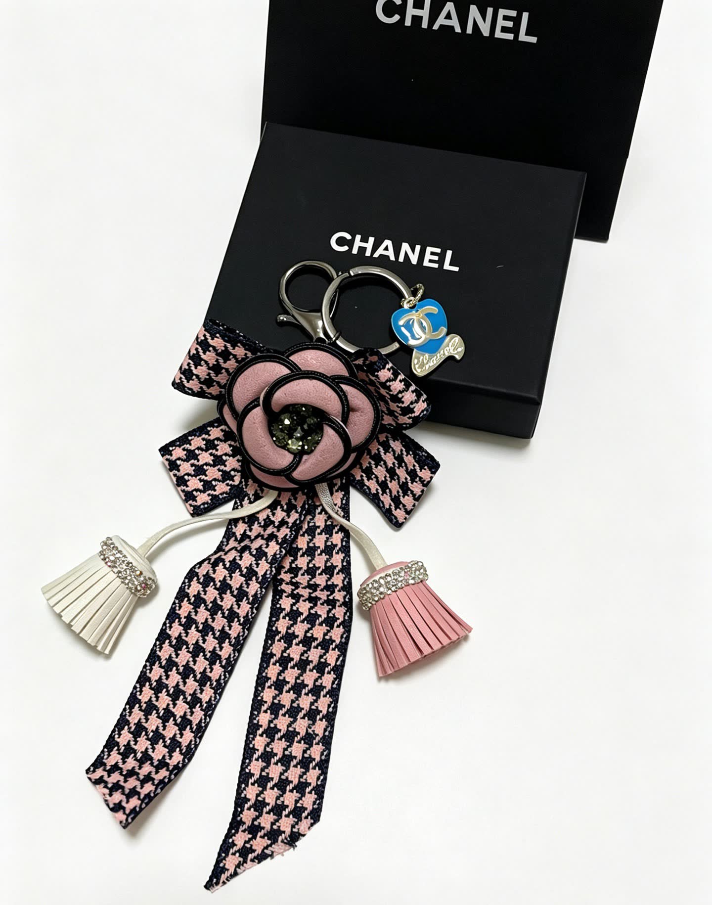 Chanel Houndstooth and Ribbon Keychain