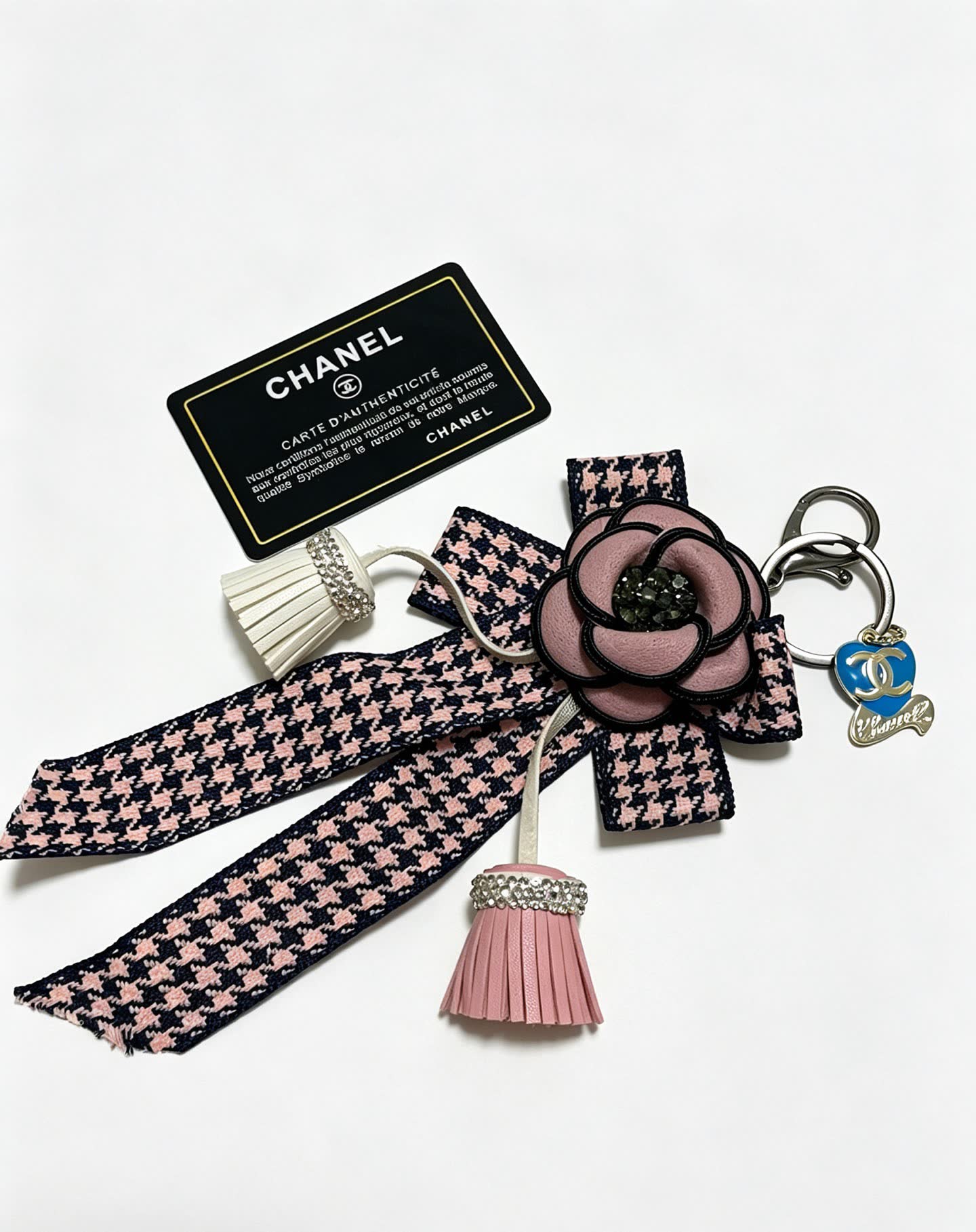 Chanel Houndstooth and Ribbon Keychain