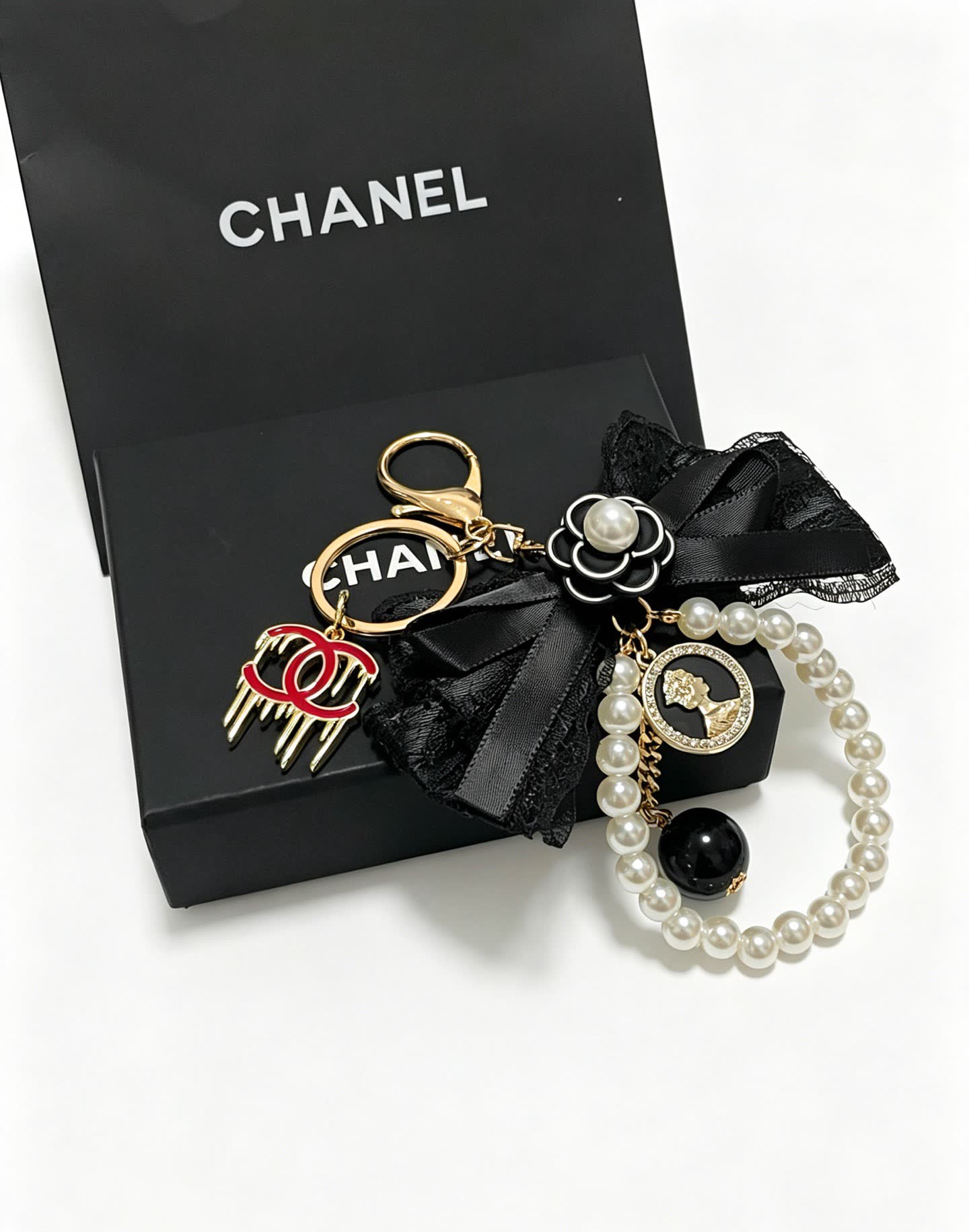 Chanel Pearl and Lace Keychain