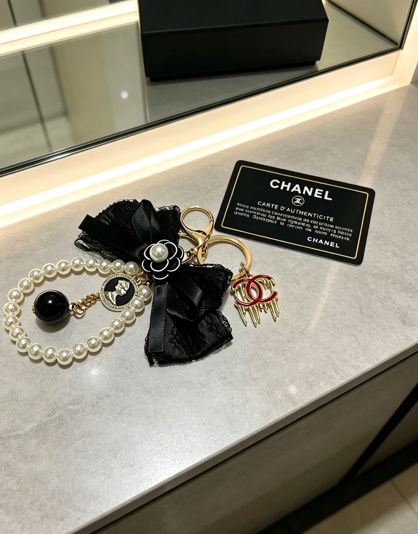 Chanel Pearl and Lace Keychain